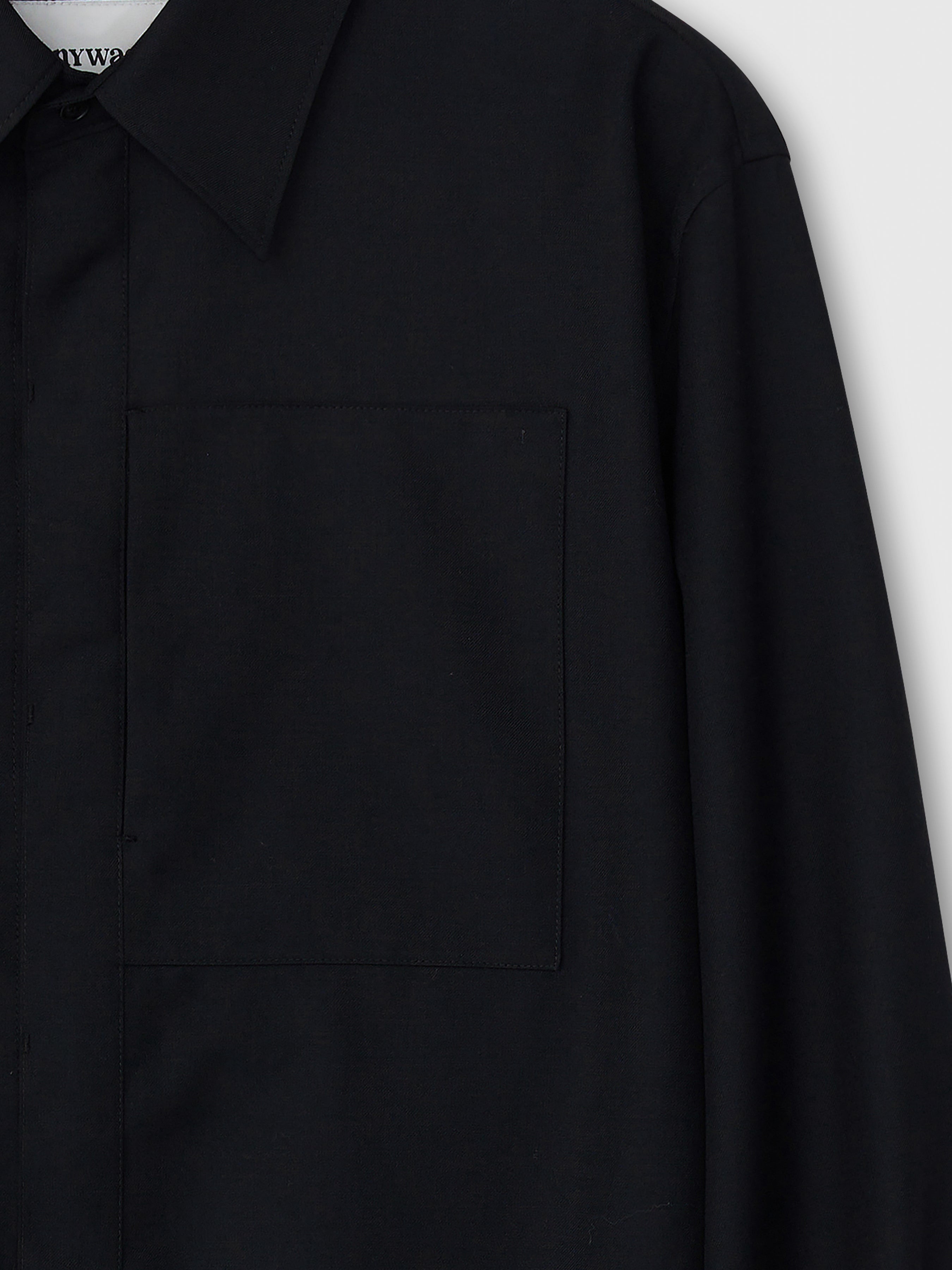 Wool Twill Hidden Pocket Shirt_ Black