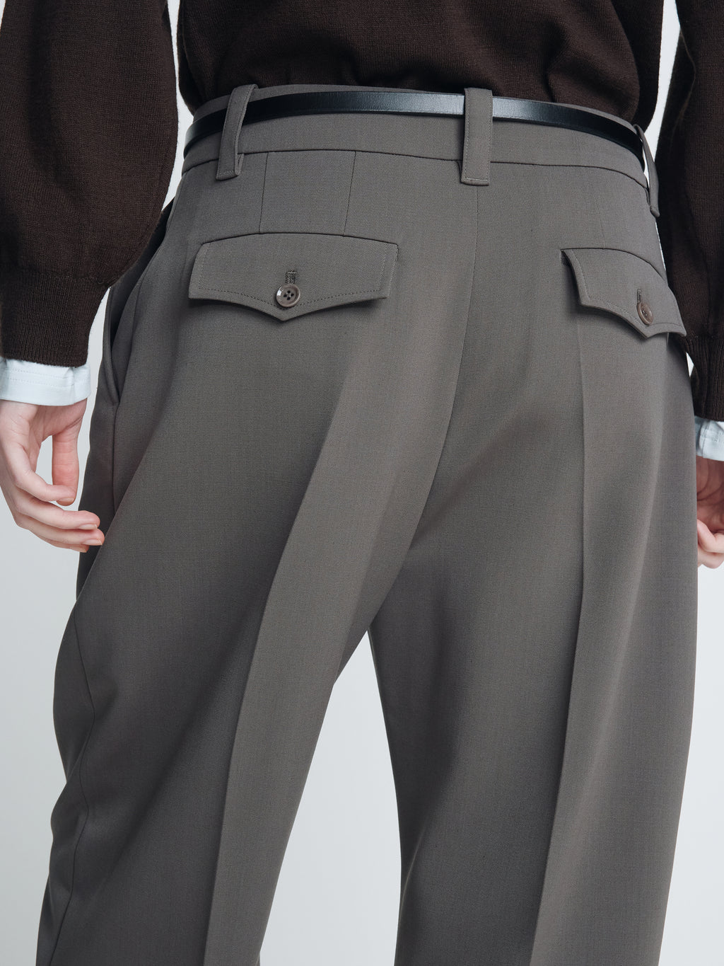(W) WOOL OVERSIZED TROUSERS_ TAUPE GREY
