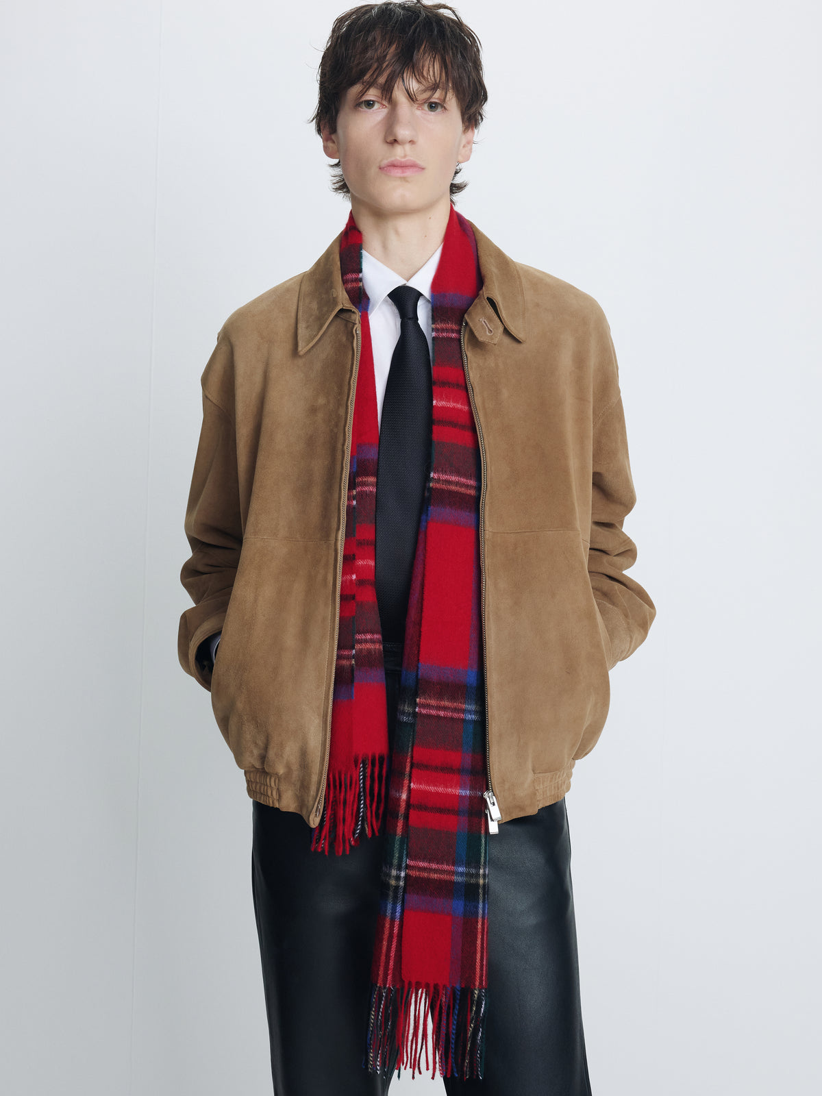 SOFT WOOL ESSENTIAL SCARF_ RED CHECK
