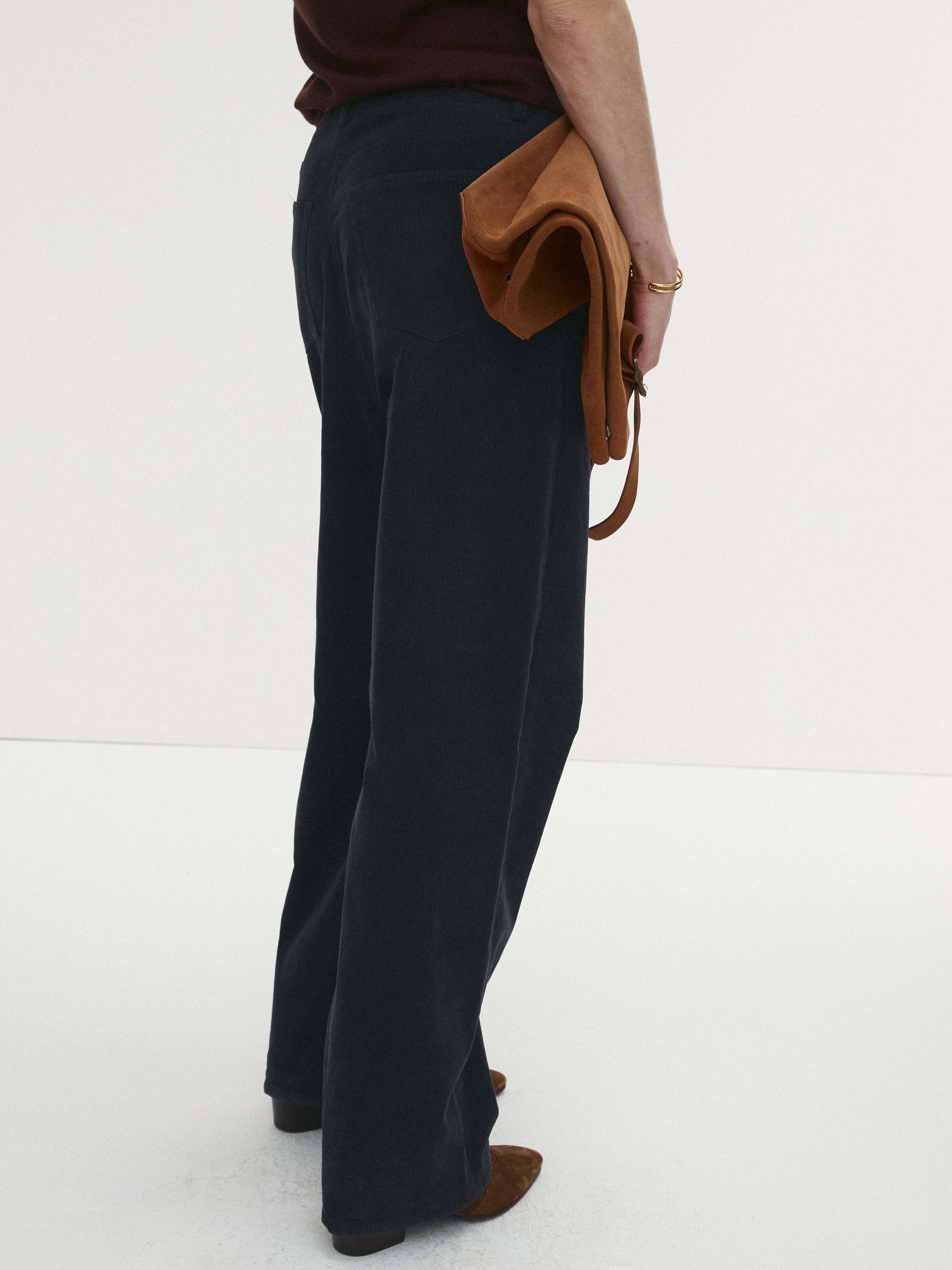 CORDUROY LOOSE FLARED PANTS_ INK