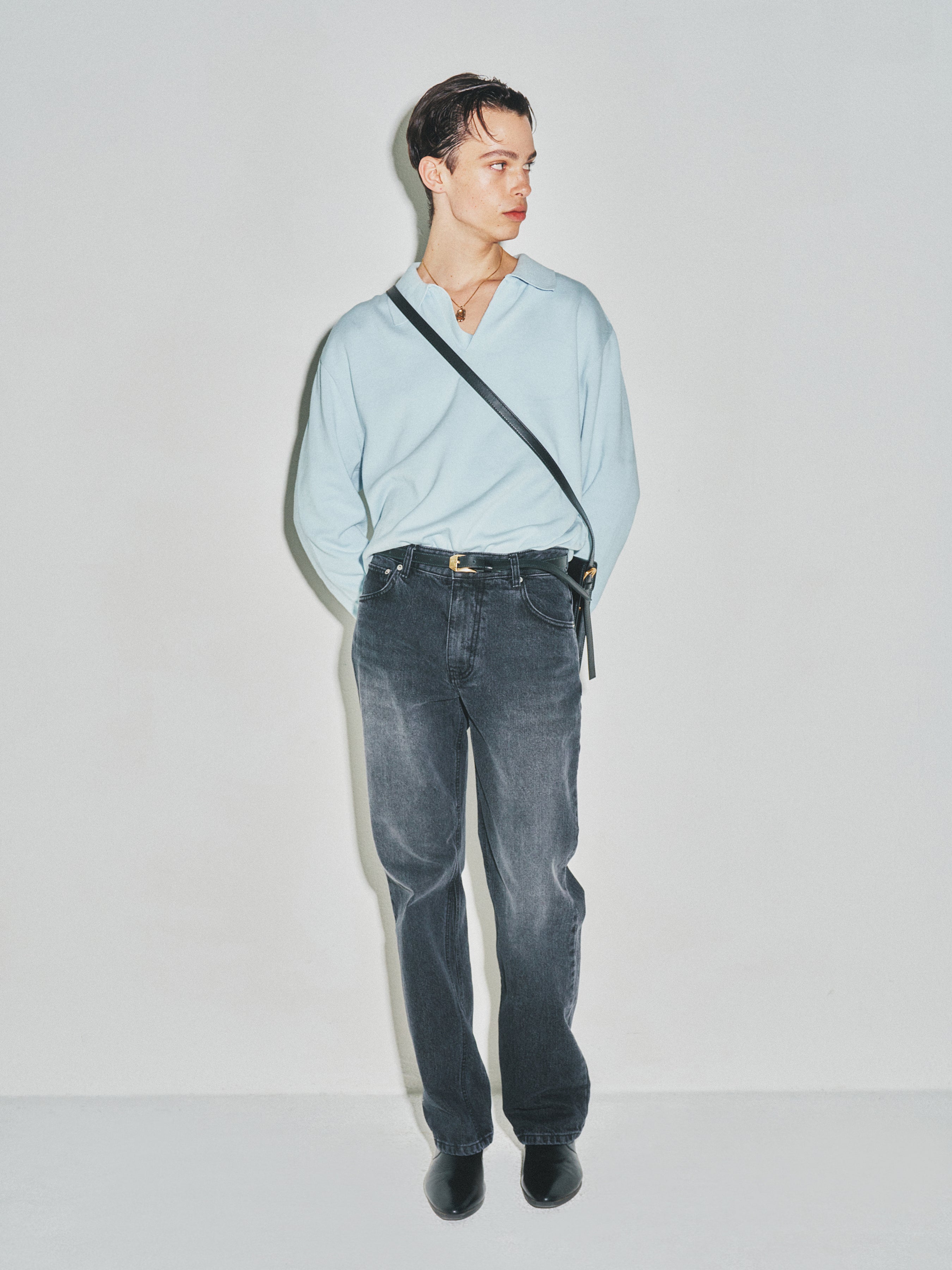 High Count Whole Garment Saddle Neck Knit_ Baby Blue
