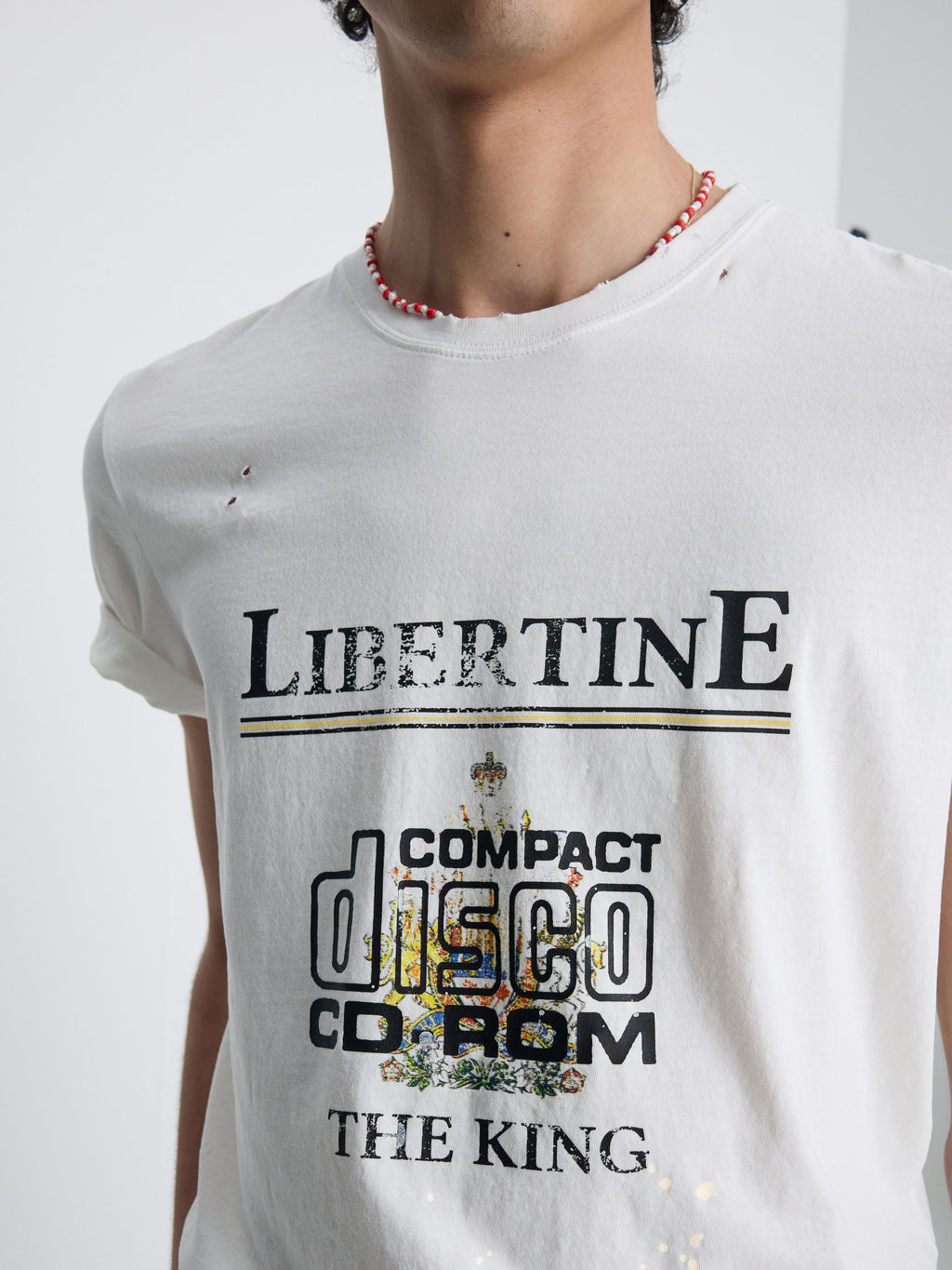 DISTRESSED LIBERTINE T-SHIRT_ WHITE