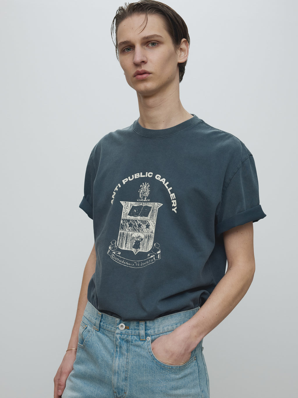 ANTI GALLERY GARMENT DYED T-SHIRT_ FADED NAVY