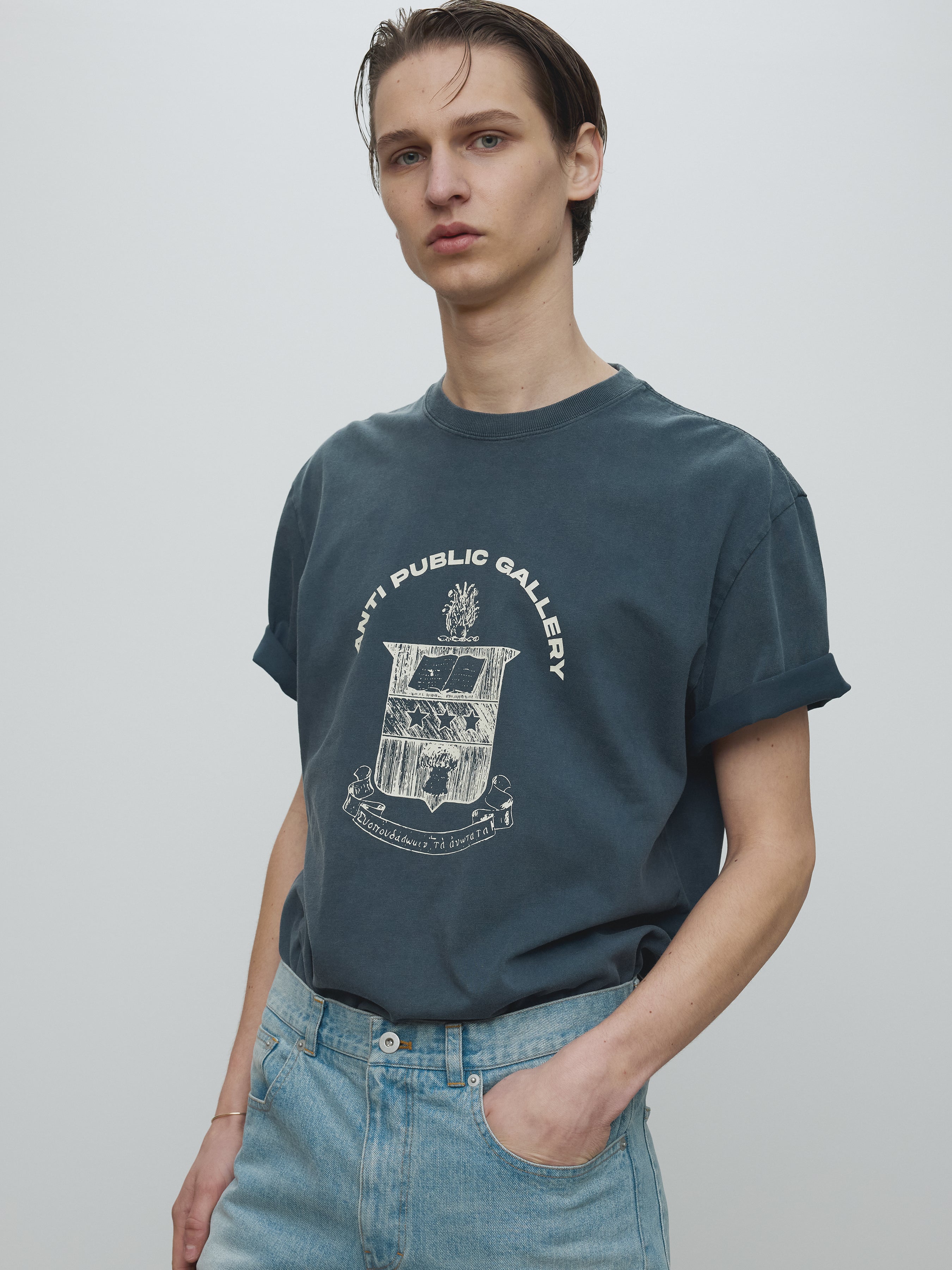 ANTI GALLERY GARMENT DYED T-SHIRT_ FADED NAVY