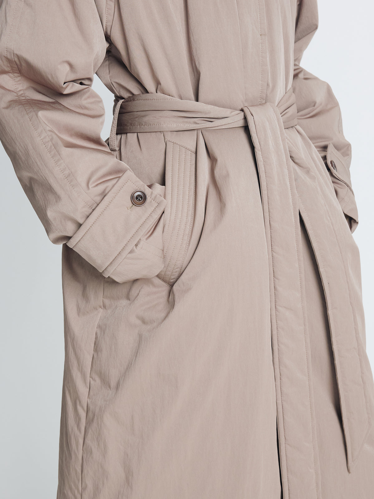 (W) TAILORED TRENCH PUFFER COAT_ BEIGE