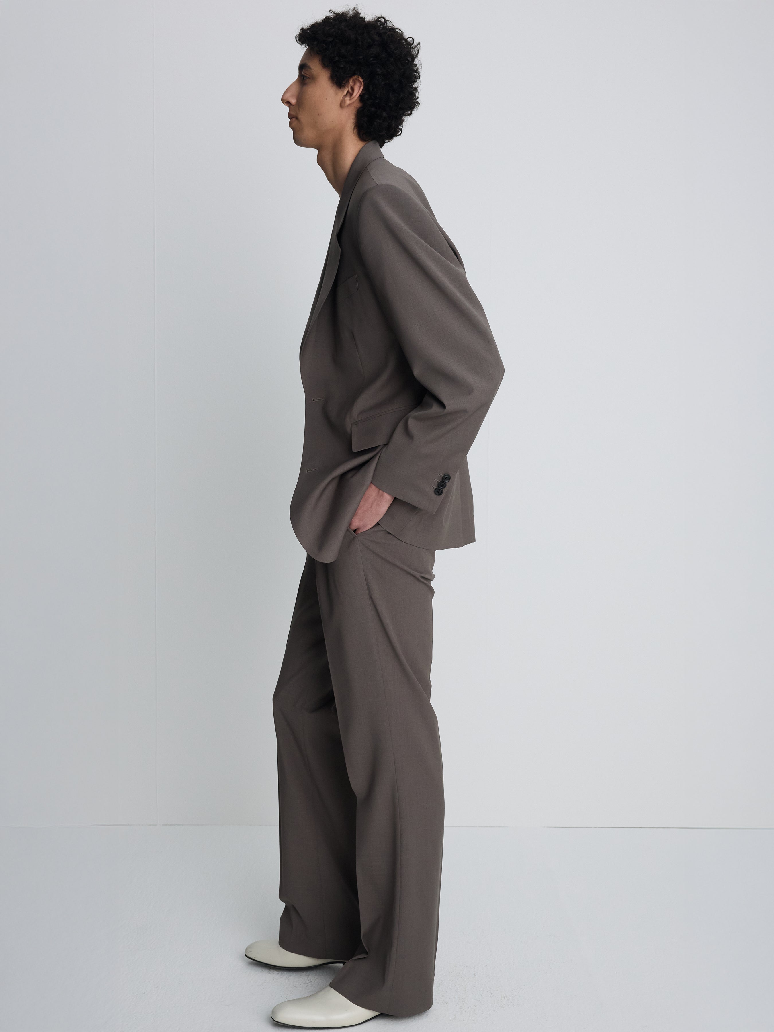 TROPICAL WOOL FLARED TROUSERS_ TAUPE