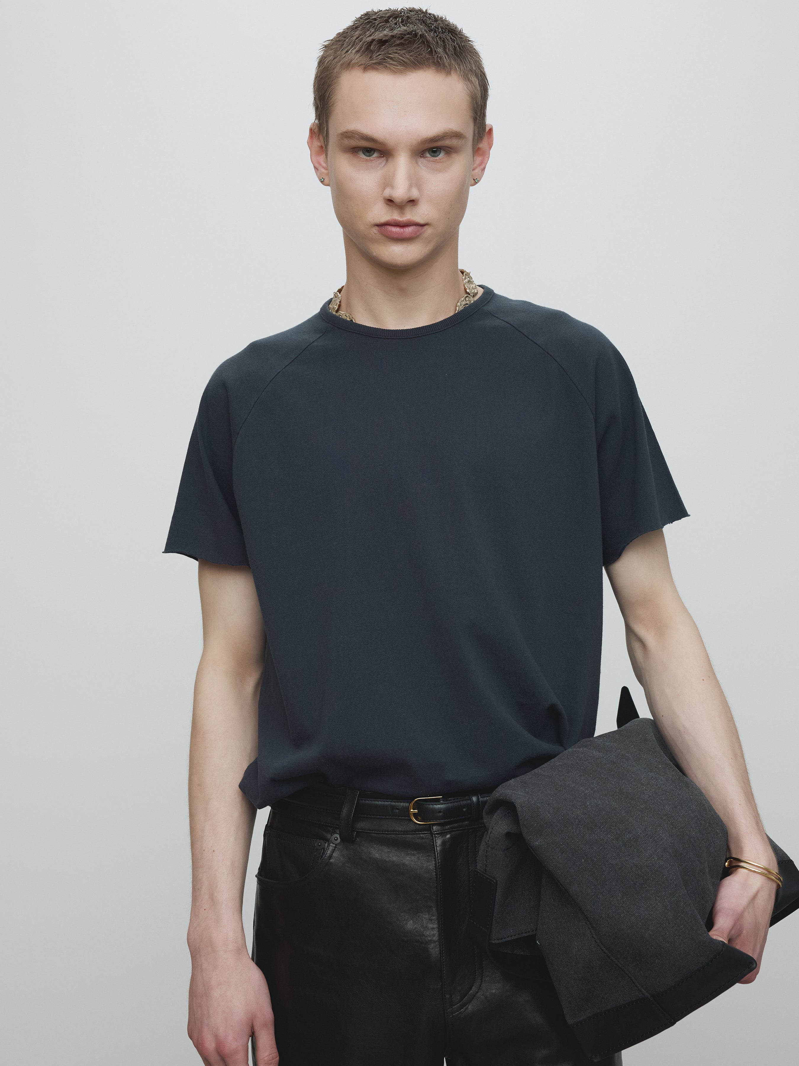RAW EDGE WASHED T-SHIRT_ VINTAGE NAVY