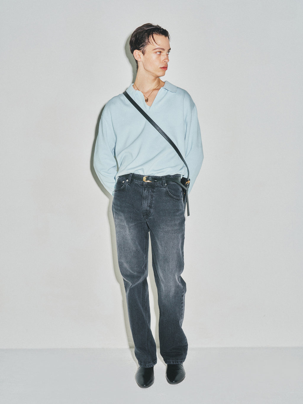 High Count Whole Garment Saddle Neck Knit_ Baby Blue