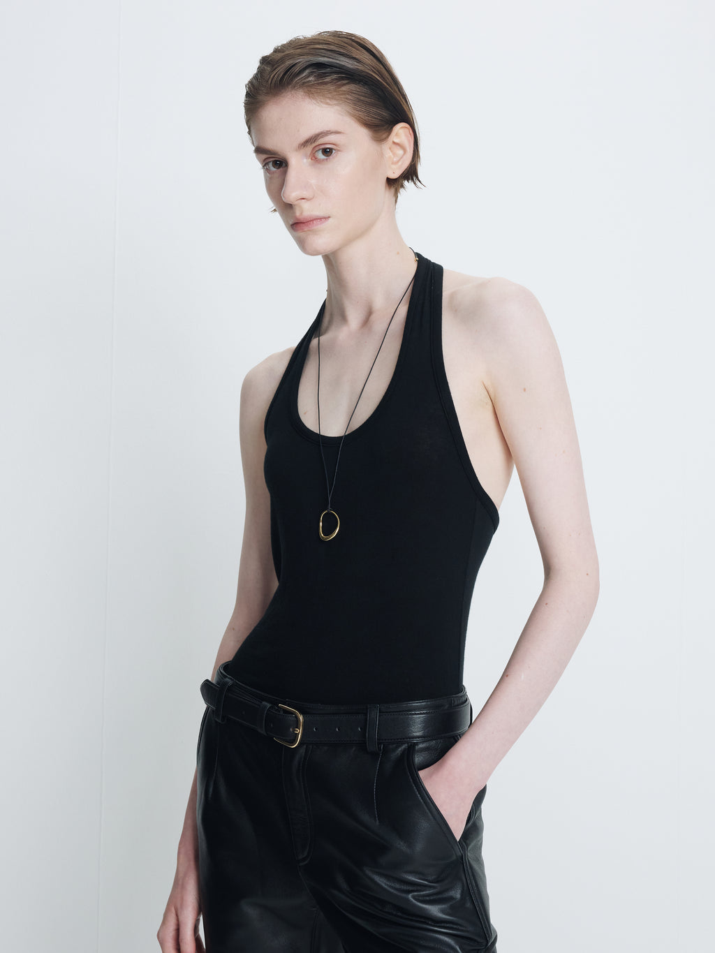 (W) HALTER TOP_ BLACK