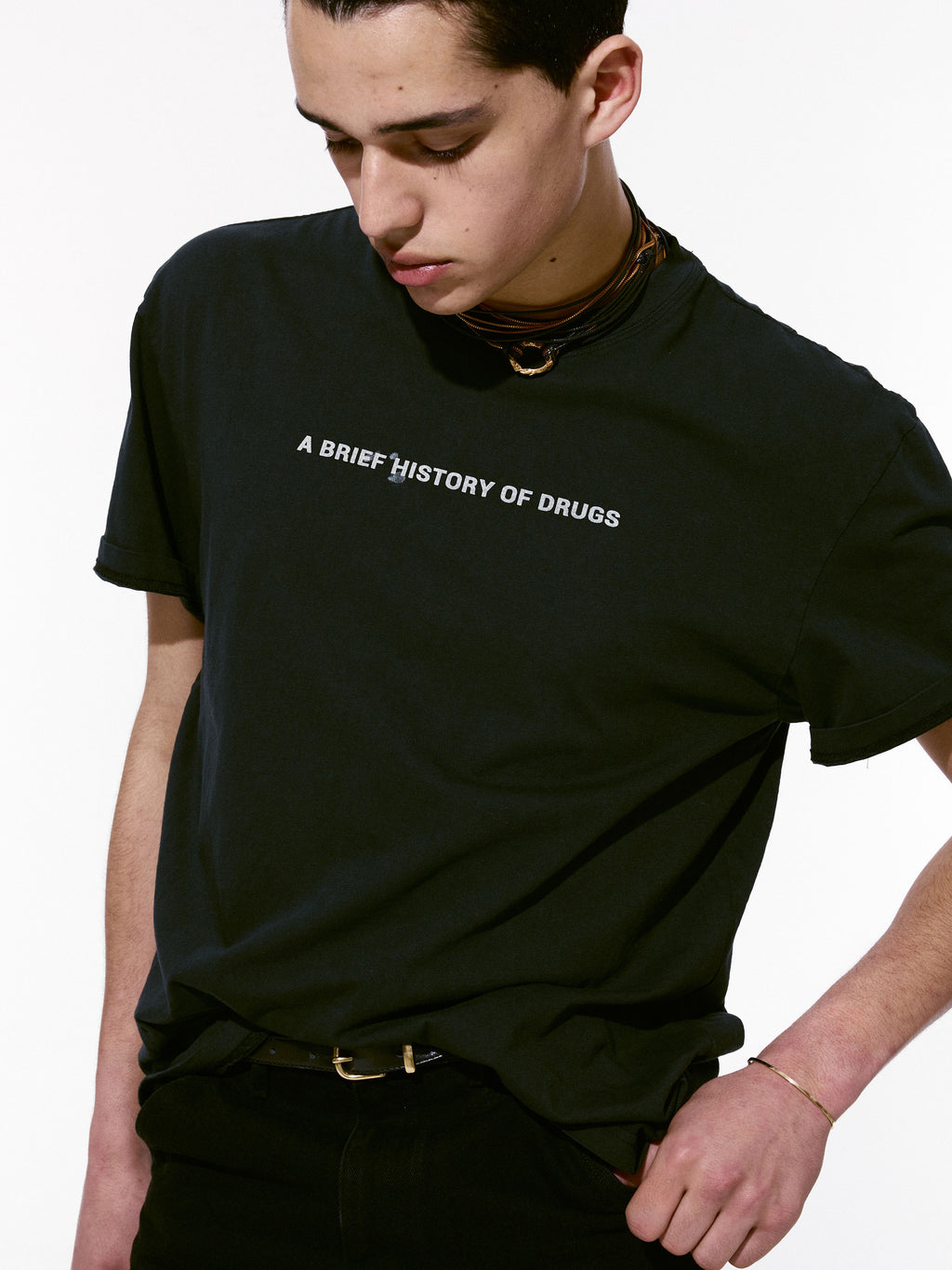Drug Reference Garment Dyeing T-shirt_ Black Pigment