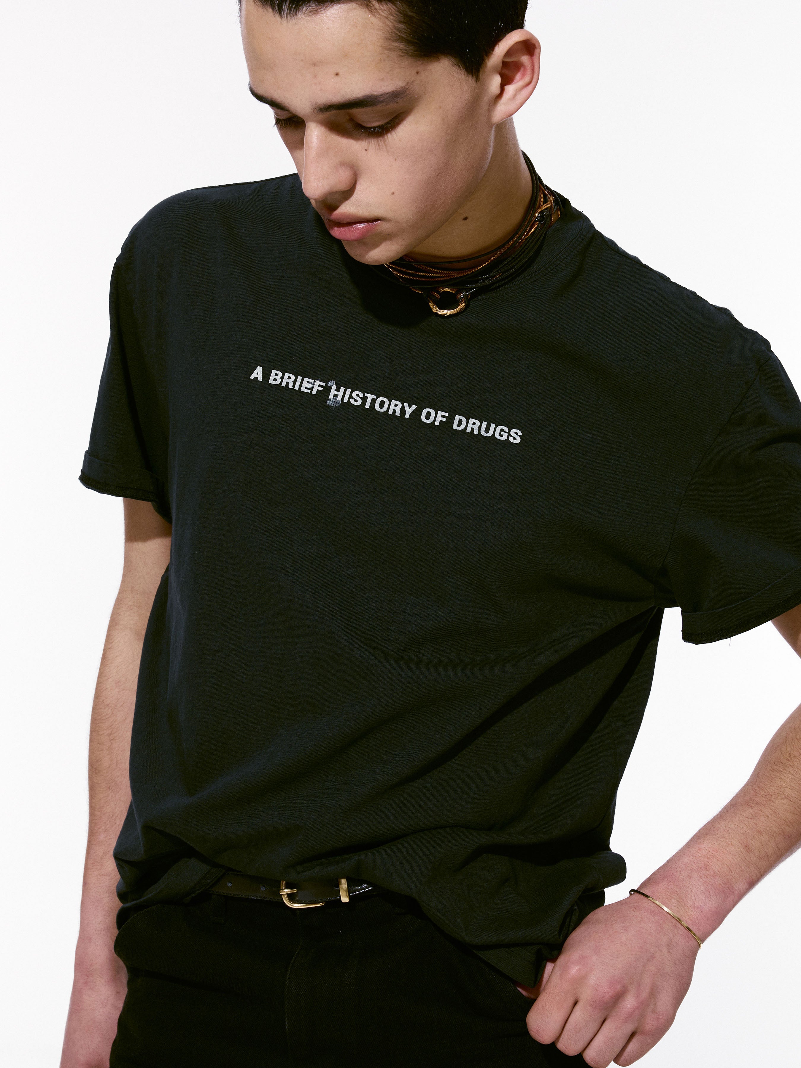 Drug Reference Garment Dyeing T-shirt_ Black Pigment