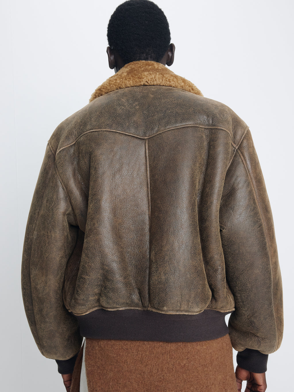 LAMB SHEARLING LEATHER BOMBER JACKET_ FADED BROWN