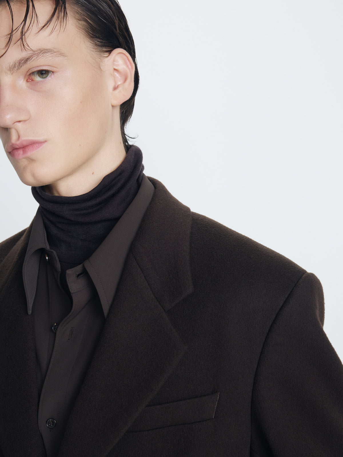 WOOL AND CASHMERE TAILORED COAT_ DEEP BROWN