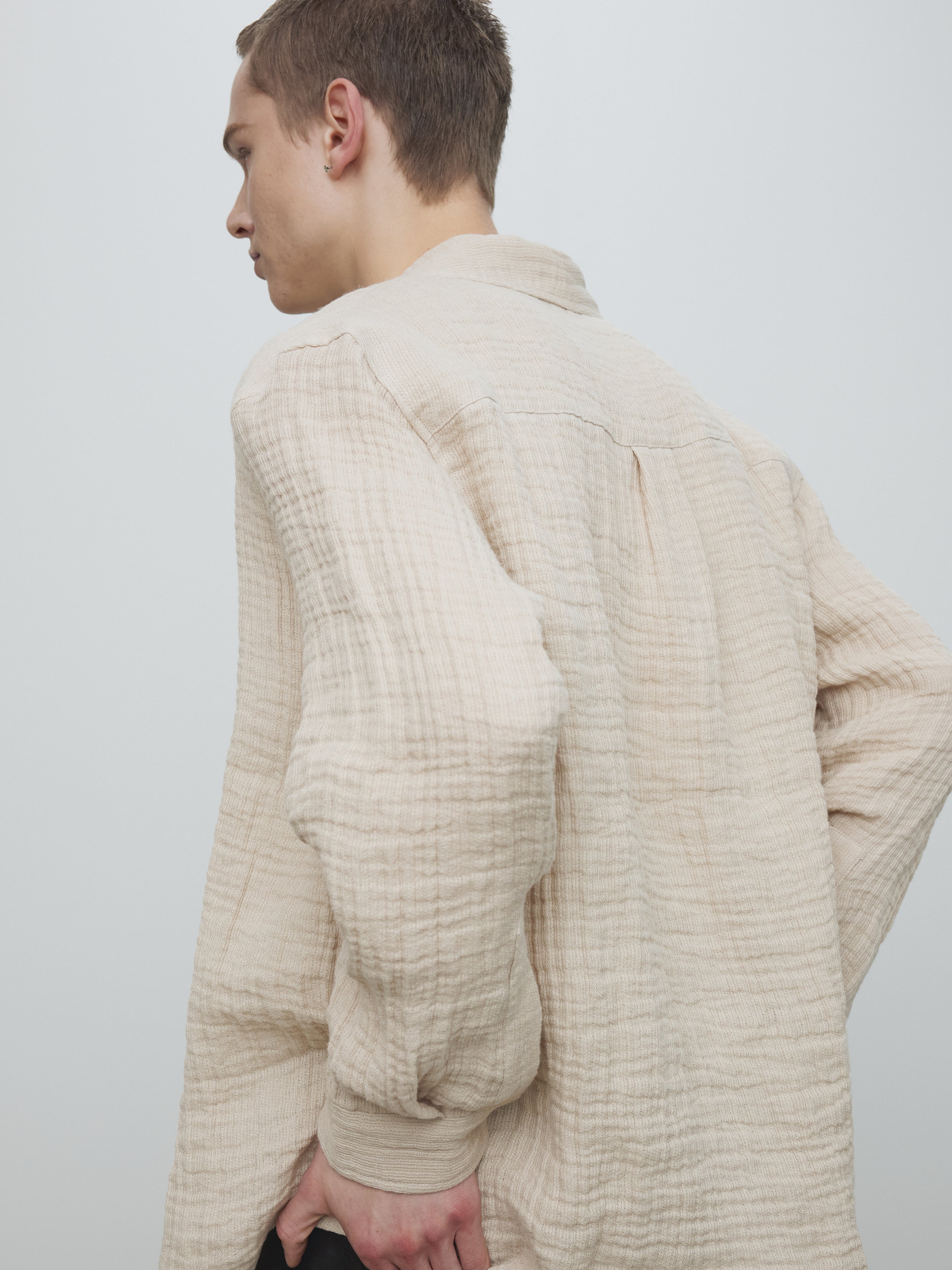 DOUBLE WEAVE LINEN SHIRT_ FRENCH BEIGE