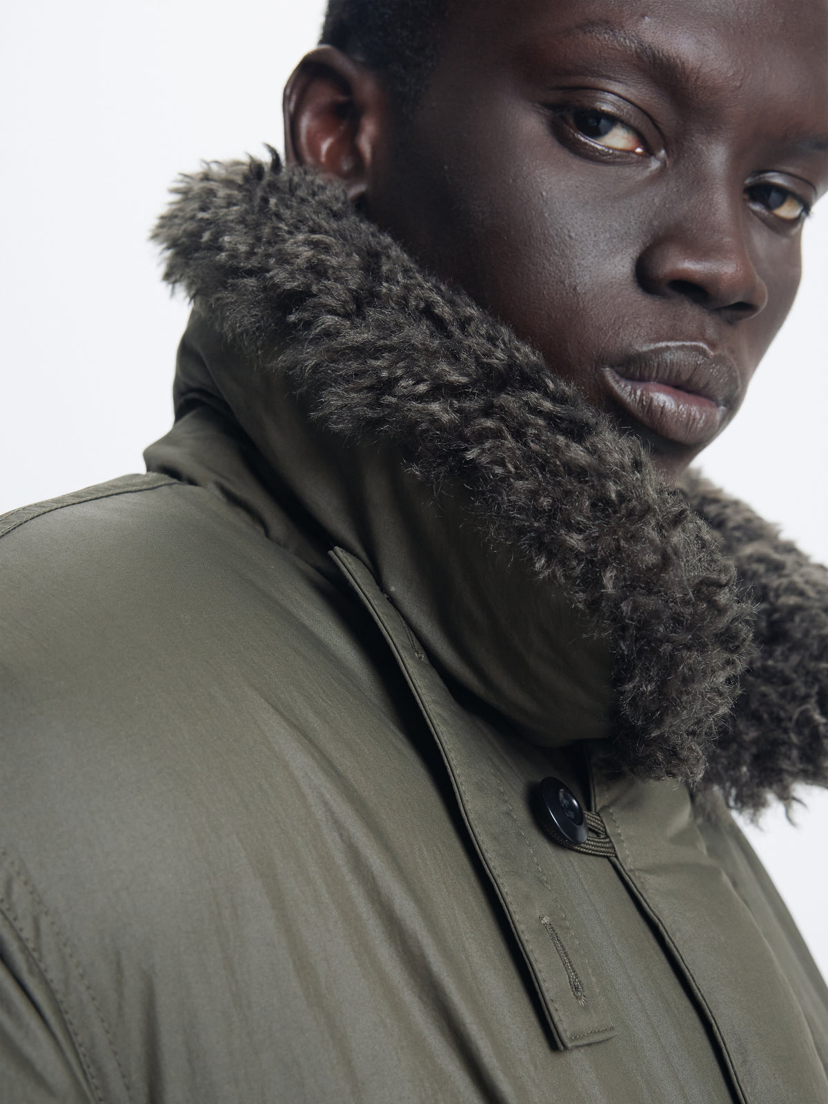 SHEARLING COLLAR PUFFER BLOUSON_ OLIVE