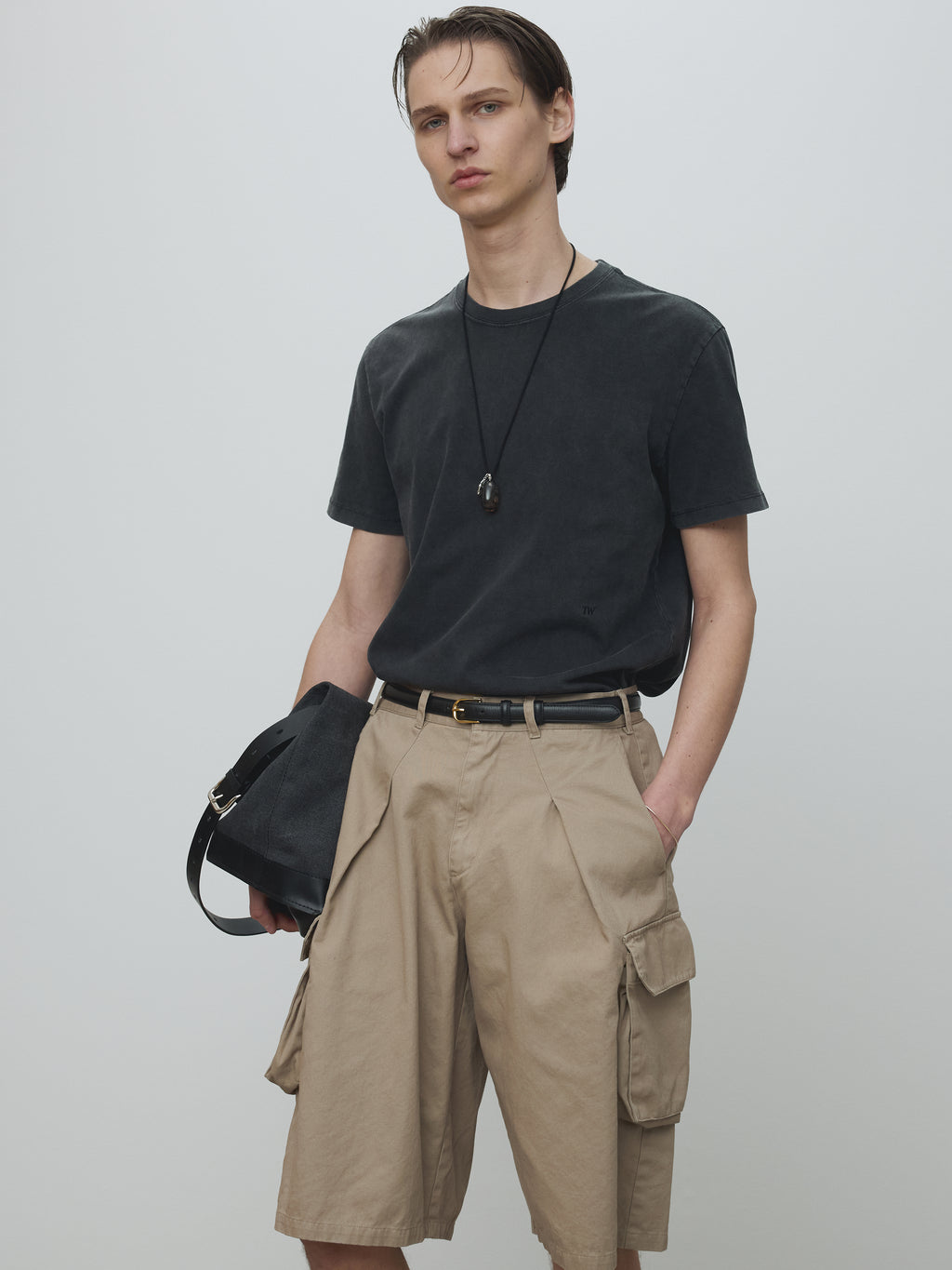 SIGNATURE GARMENT DYED T-SHIRT_ FADED BLACK