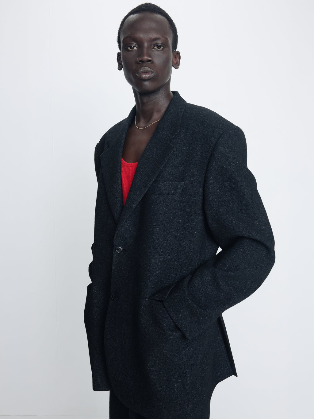 HERRINGBONE WOOL RELAXED TAILORED JACKET_ ANTHRACITE