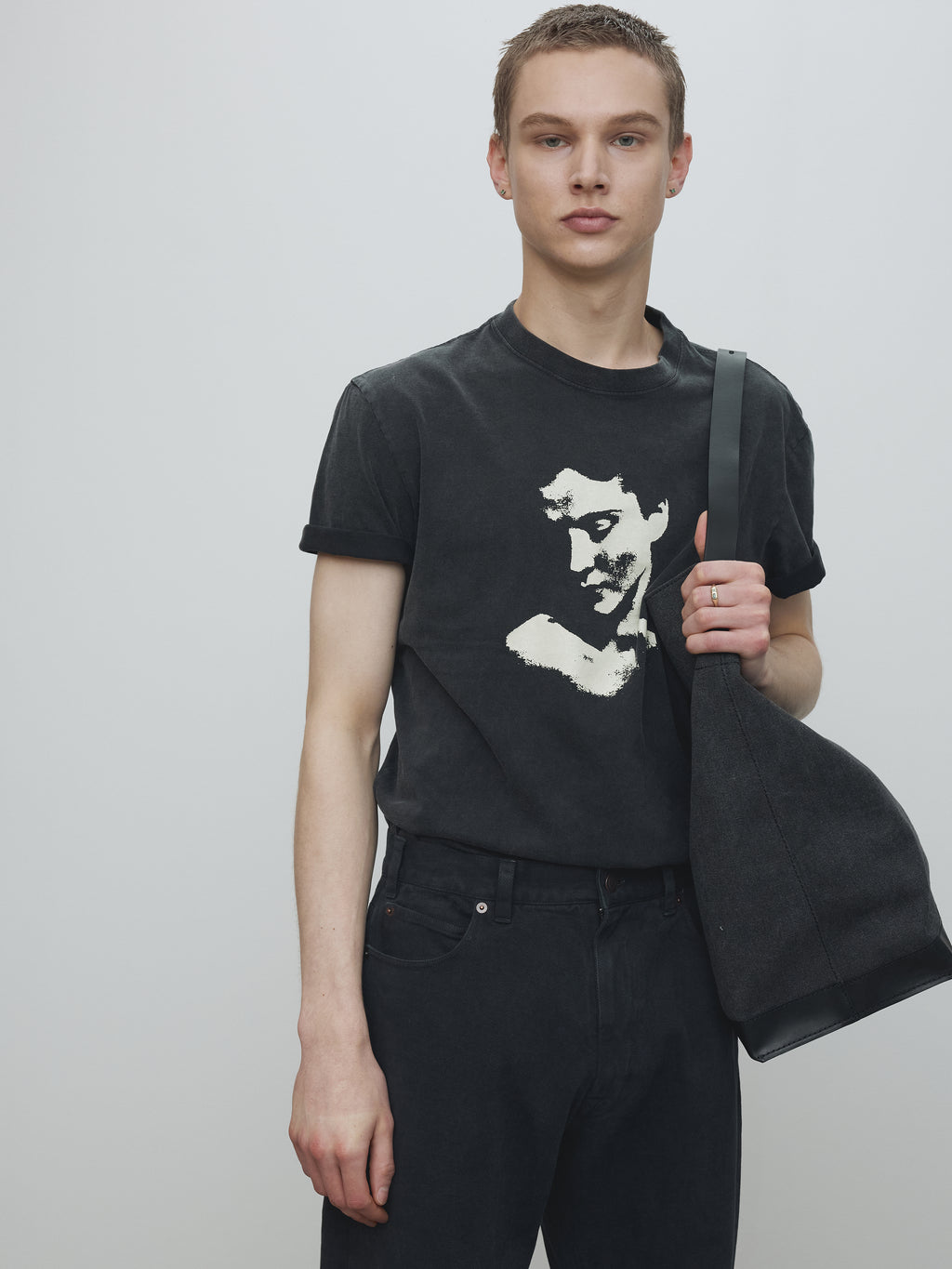 PORTRAIT GARMENT DYED T-SHIRT_ FADED BLACK