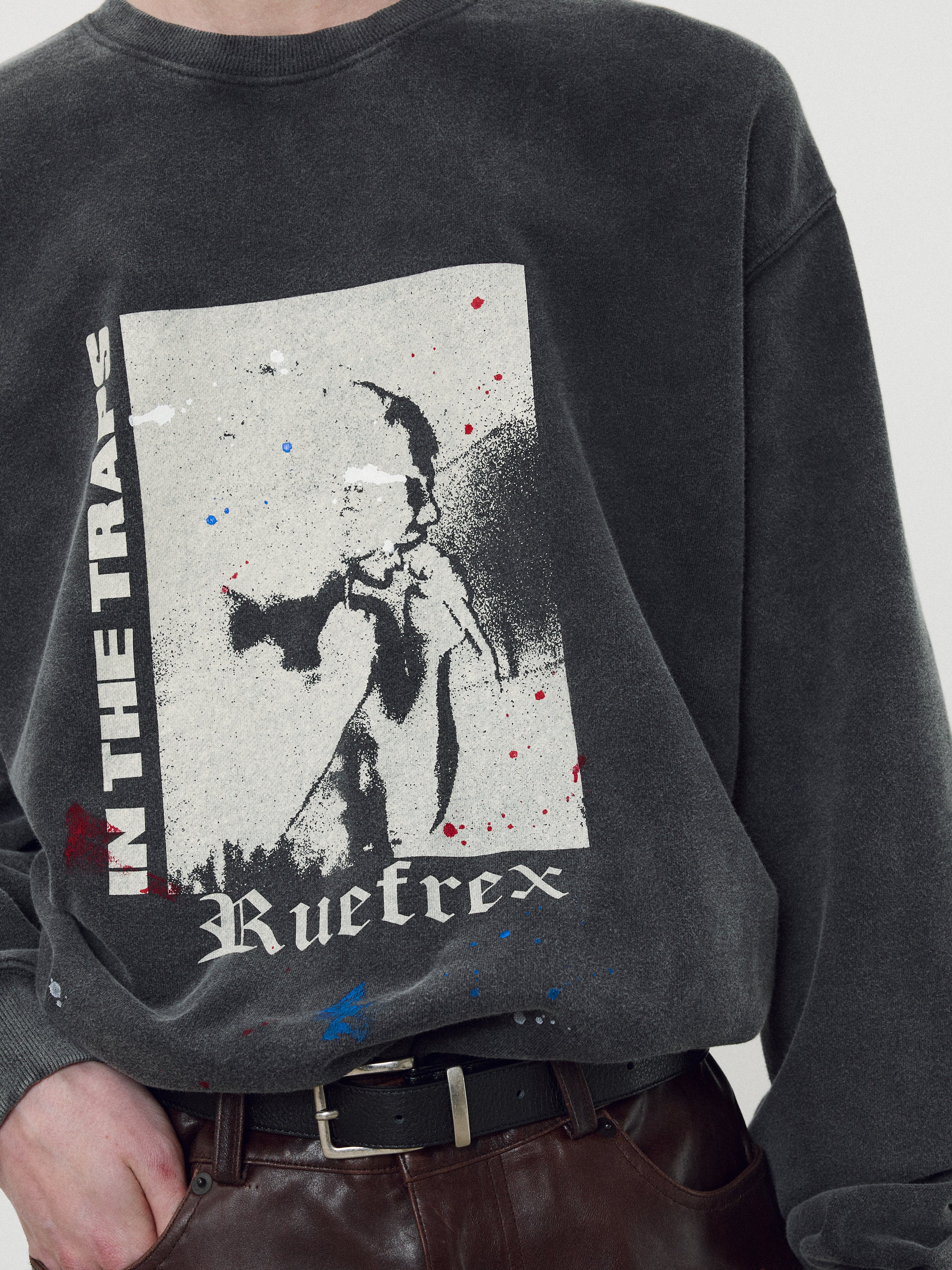 Rueflex Hand-Painted Sweatshirt_ Faded Black