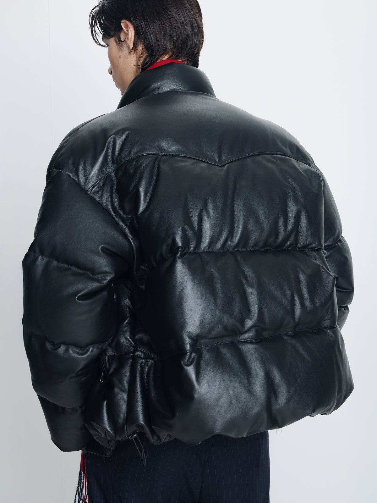 LAMB LEATHER DOWN PUFFER JACKET_ BLACK