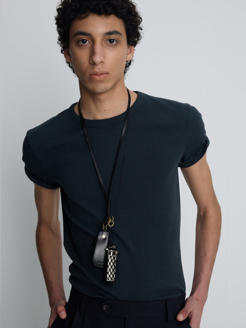 SOFT RIBBED FITTED T-SHIRT_ NAVY TEAL