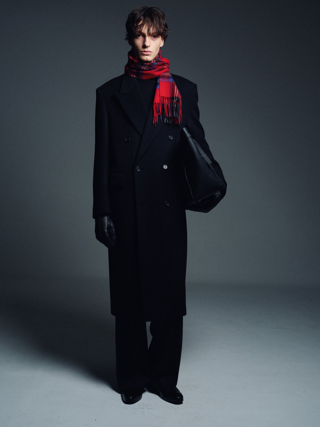 SOFT WOOL ESSENTIAL SCARF_ RED CHECK