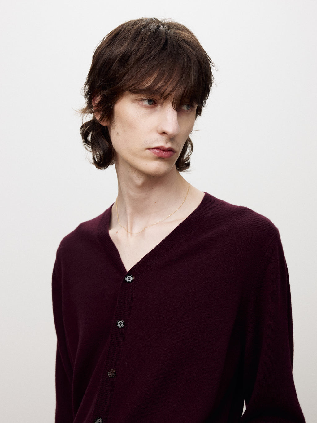 SUPER FINE MERINO WOOL KNIT CARDIGAN_ BURGUNDY
