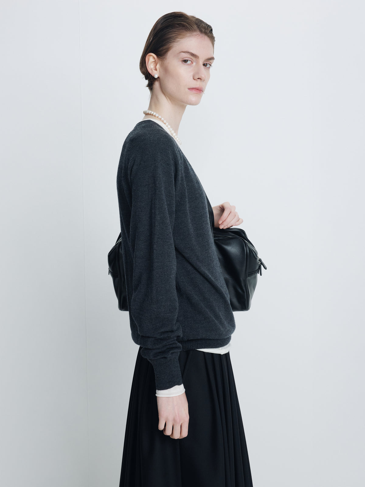 (W) WOOL BALLOON SKIRT_ BLACK