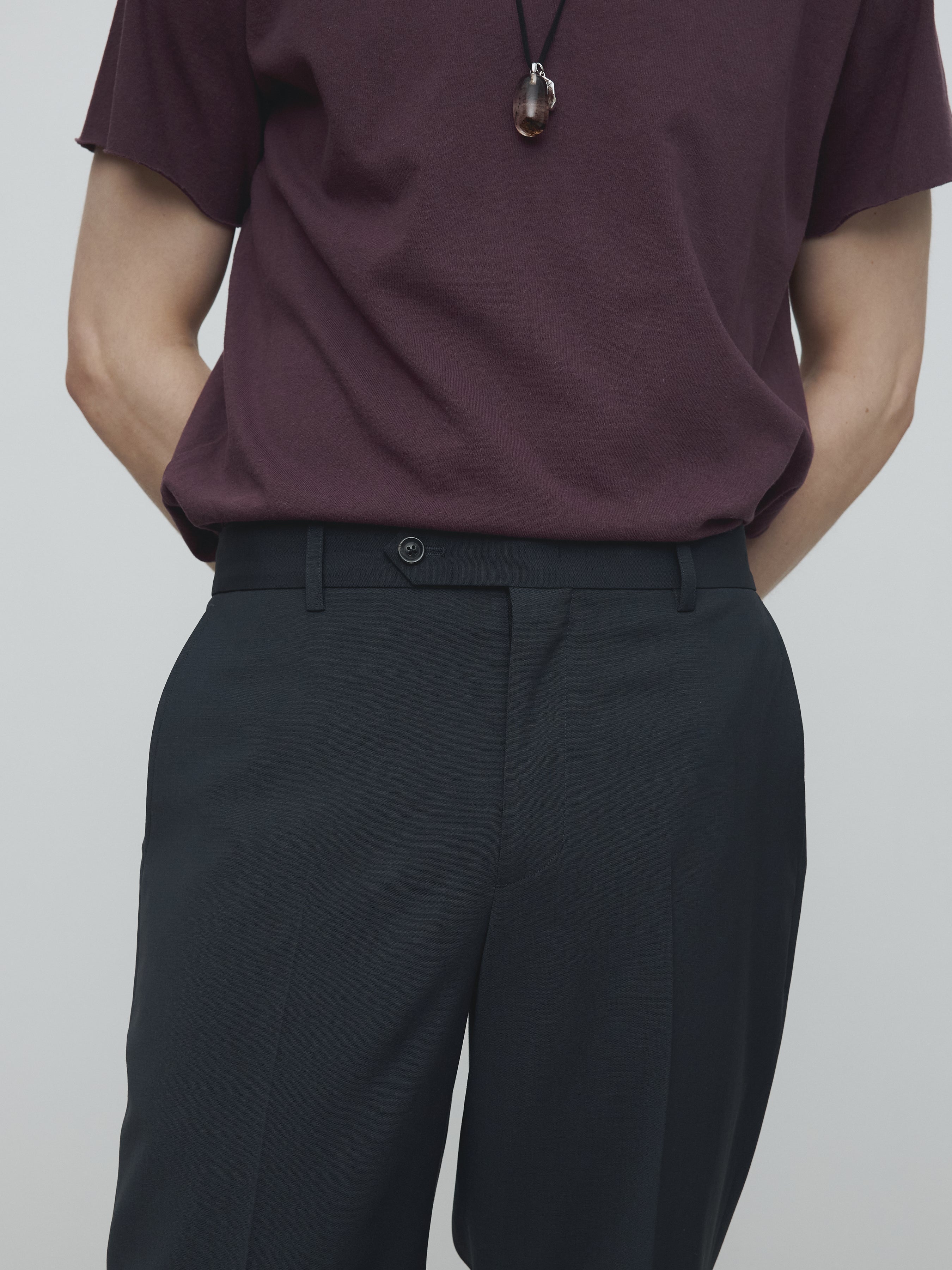 RAW EDGE WASHED T-SHIRT_ BURGUNDY