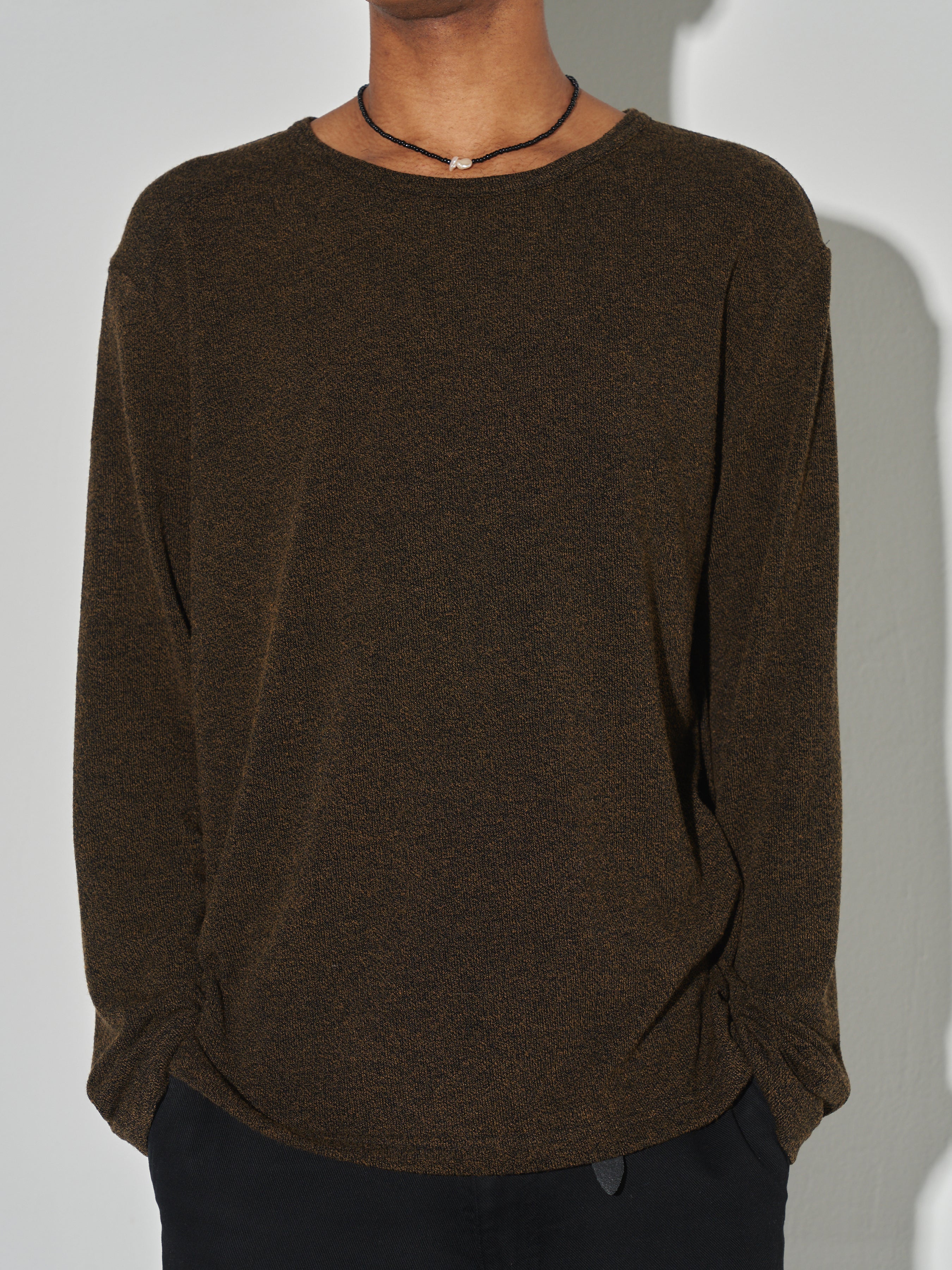 Twist-melange Long Sleeve Knit_ Melange Loden