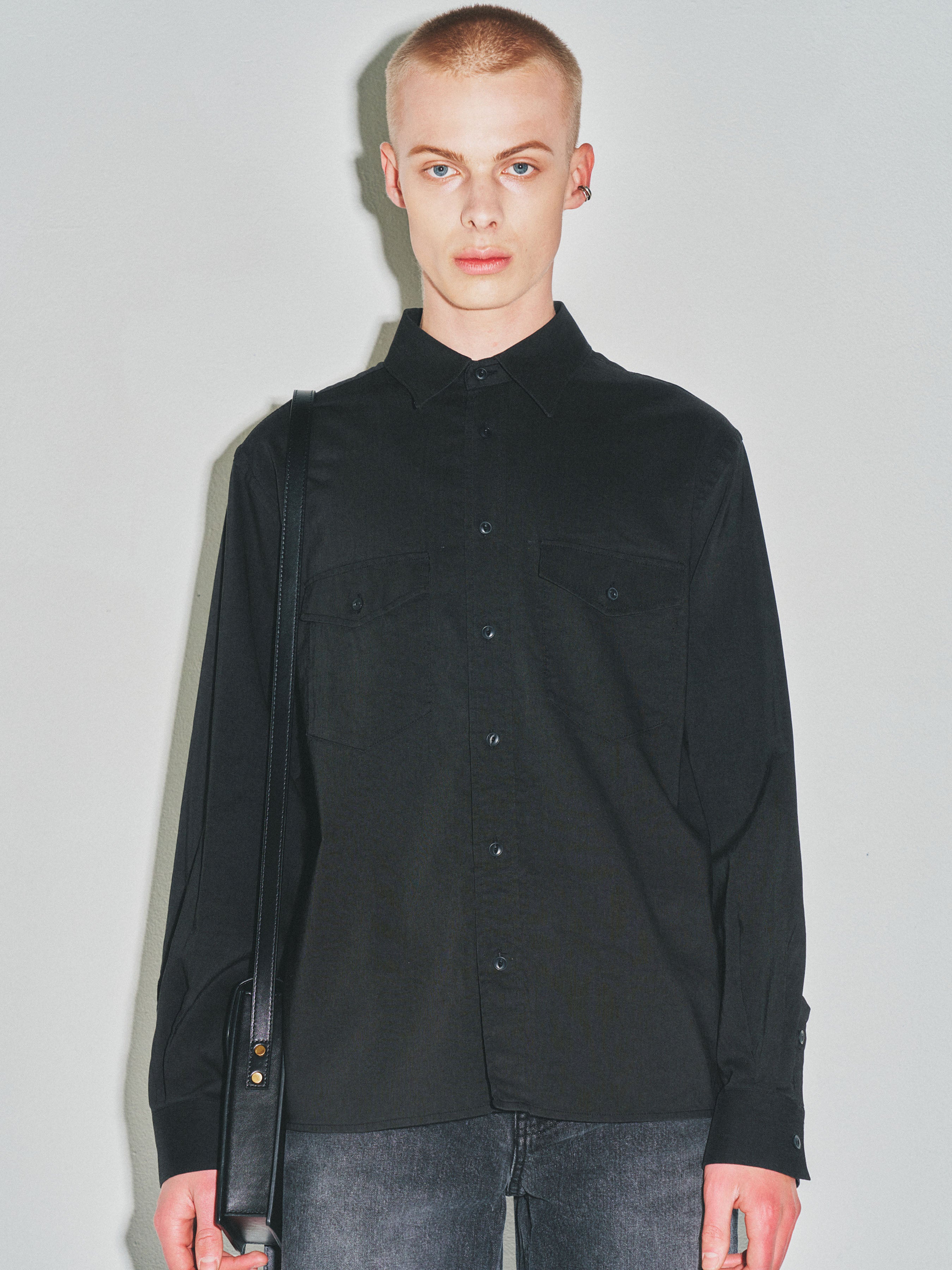 Soft Brushed C/R Western Shirt_ Midnight Black