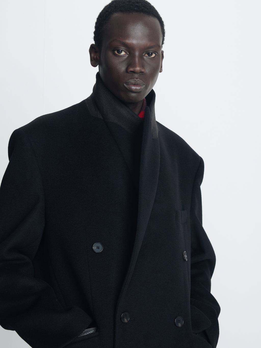 WOOL AND CASHMERE DOUBLE-BREASTED COAT_ BLACK