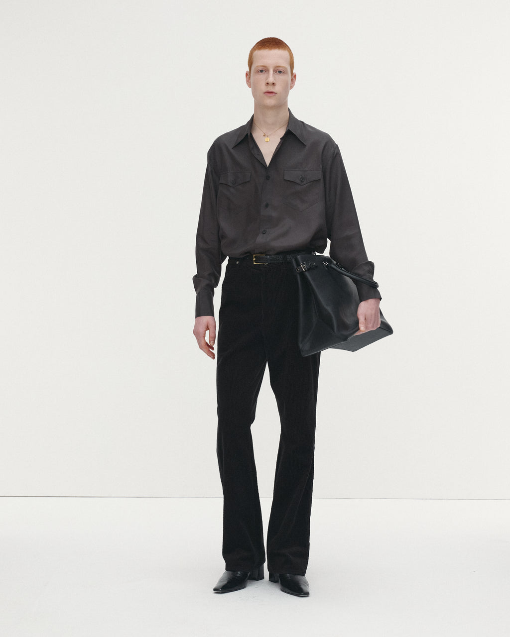 VELVET CORDUROY FLARED PANTS (JAPANESE FABRIC)_ BLACK
