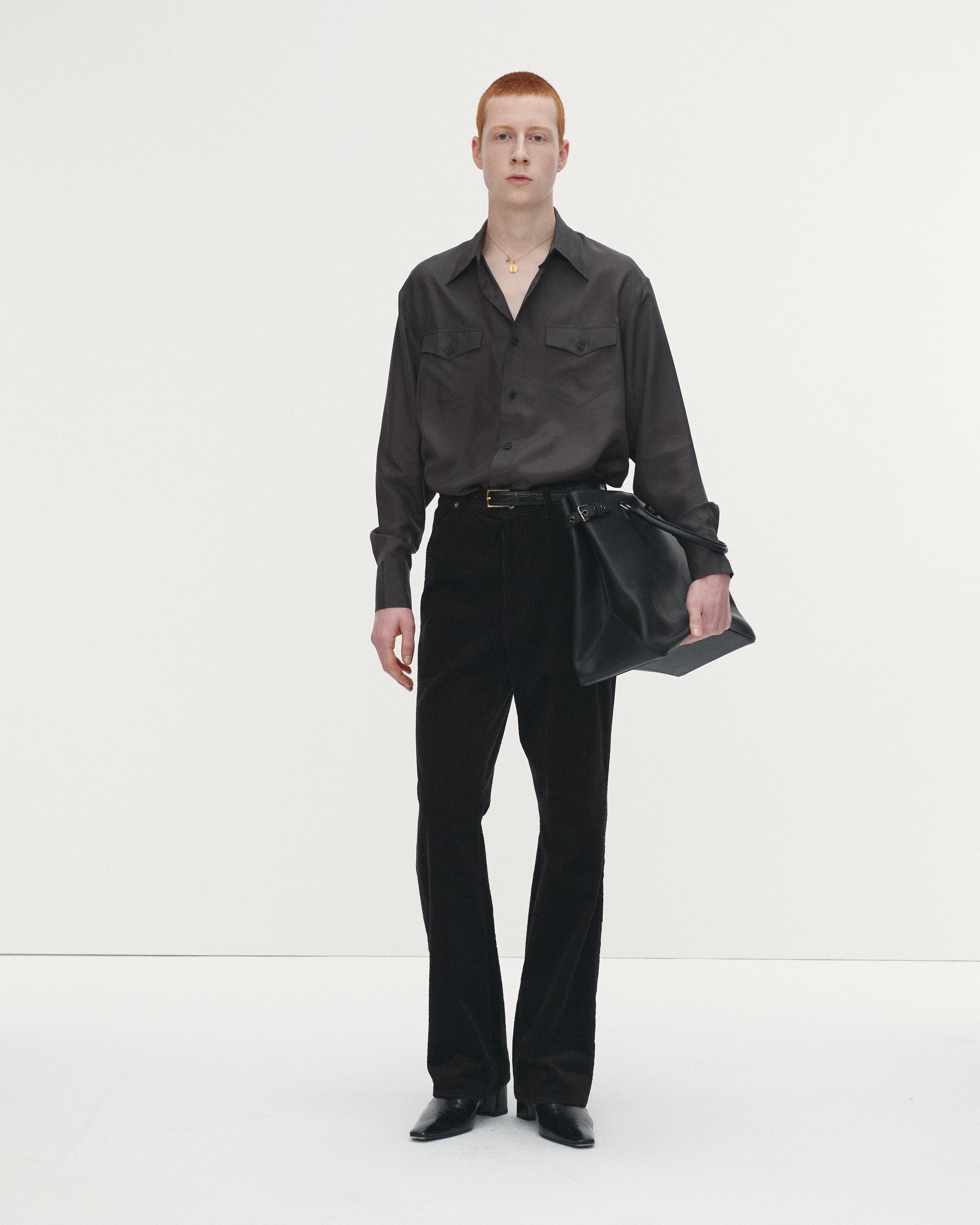 VELVET CORDUROY FLARED PANTS (JAPANESE FABRIC)_ BLACK