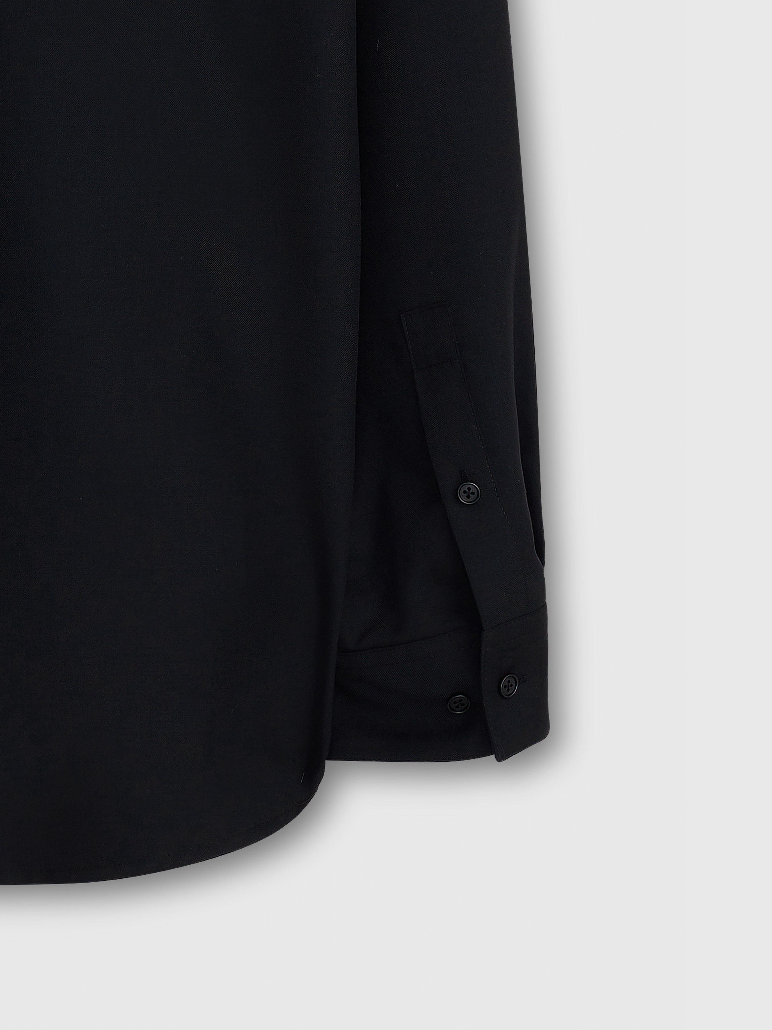 Wool Twill Hidden Pocket Shirt_ Black