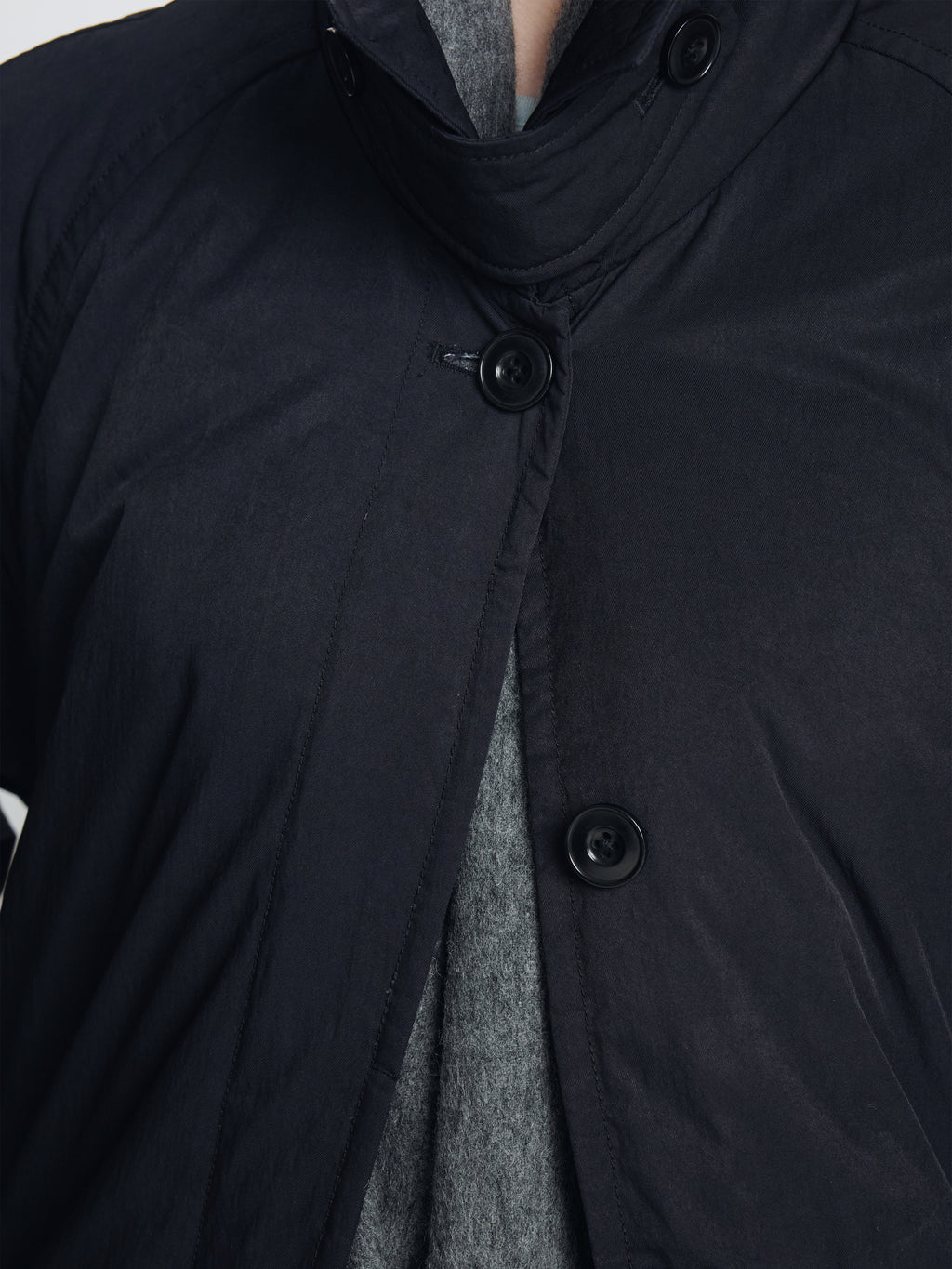 (W) TAILORED TRENCH PUFFER COAT_ BLACK