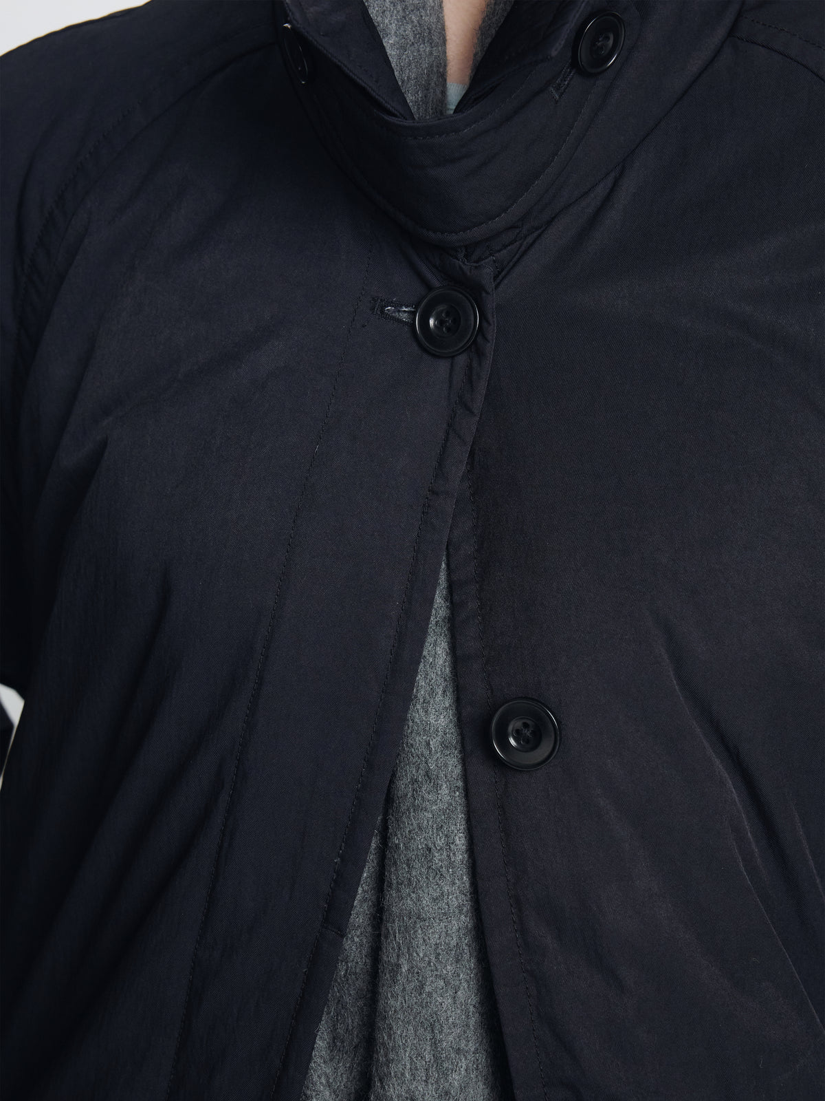 (W) TAILORED TRENCH PUFFER COAT_ BLACK
