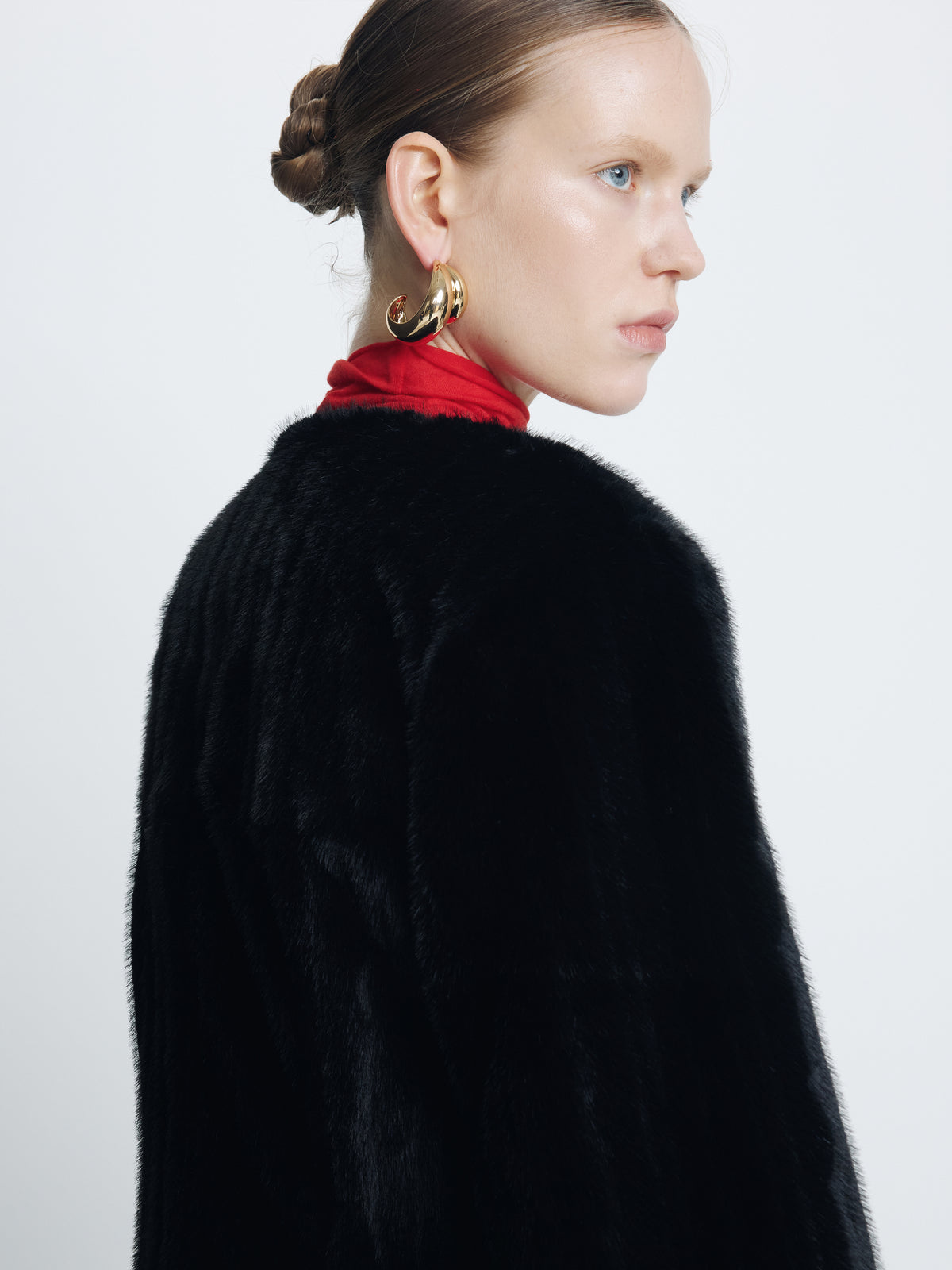 (W) FAUX FUR LONG COAT_ BLACK