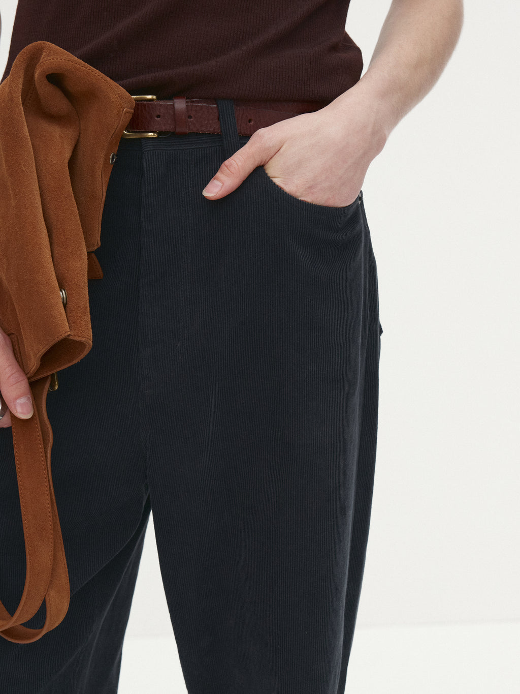 CORDUROY LOOSE FLARED PANTS_ INK