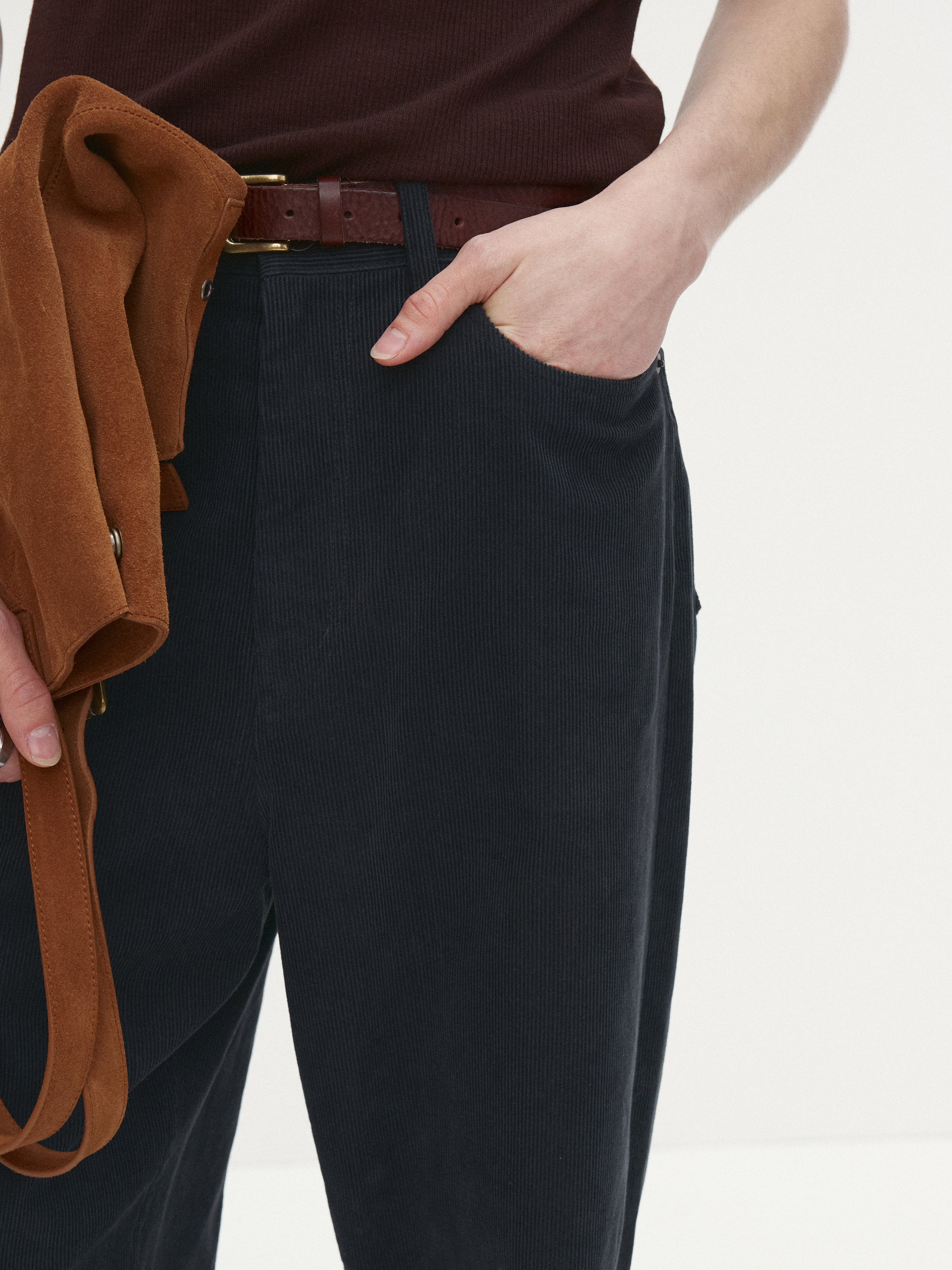 CORDUROY LOOSE FLARED PANTS_ INK