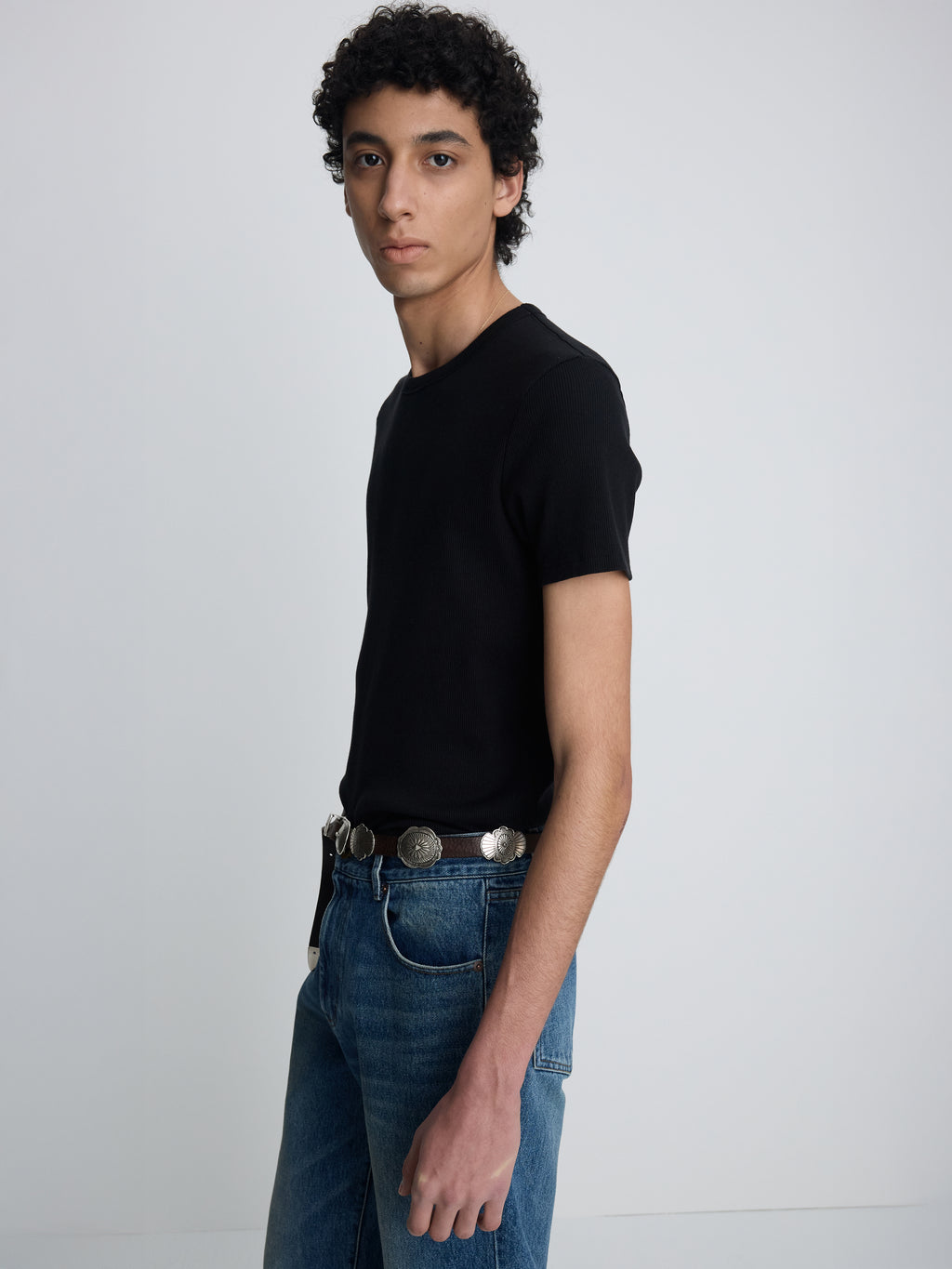 SOFT RIBBED FITTED T-SHIRT_ BLACK