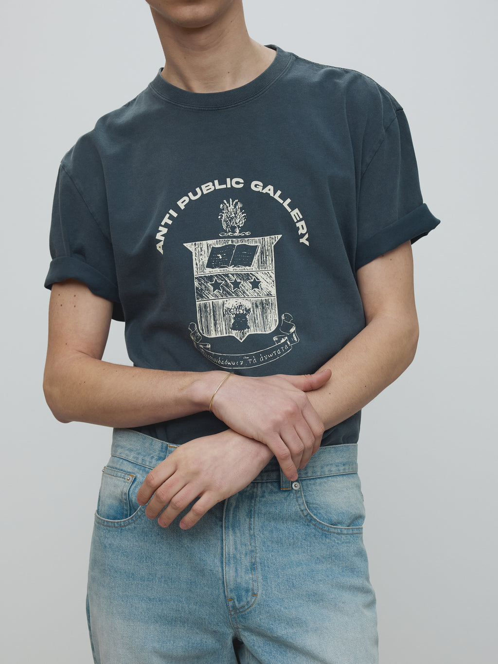 ANTI GALLERY GARMENT DYED T-SHIRT_ FADED NAVY