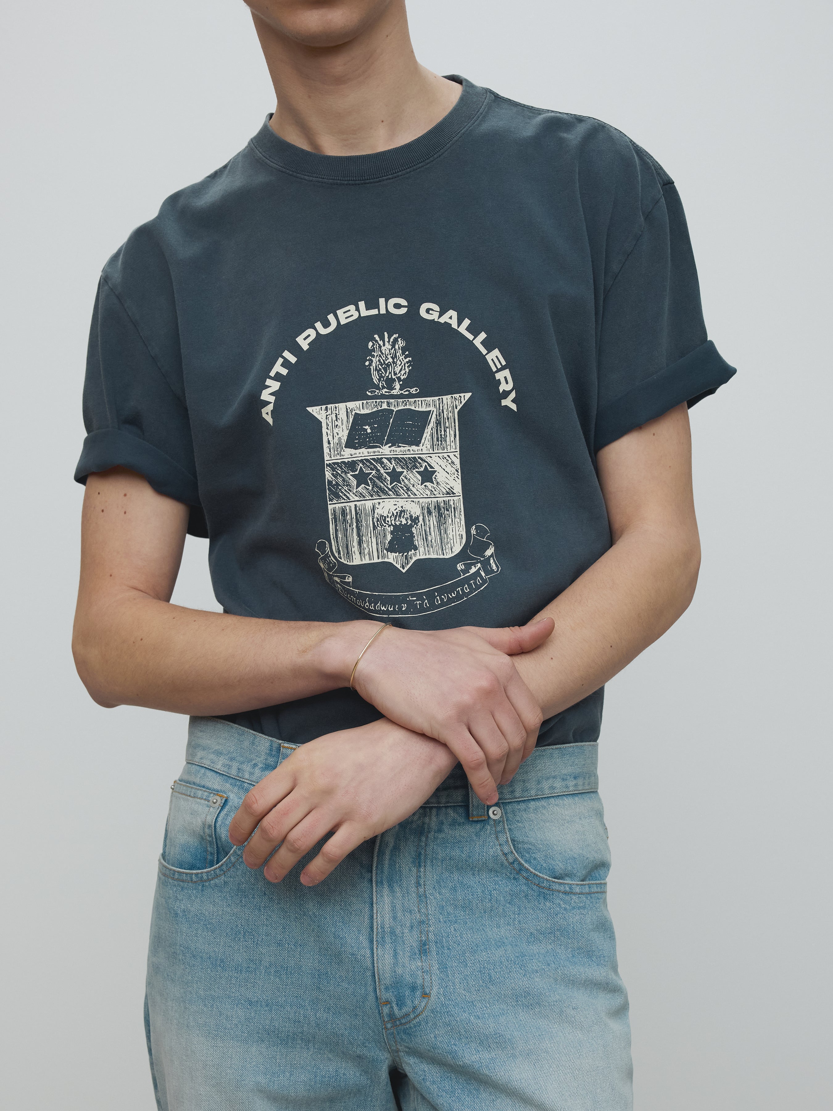 ANTI GALLERY GARMENT DYED T-SHIRT_ FADED NAVY
