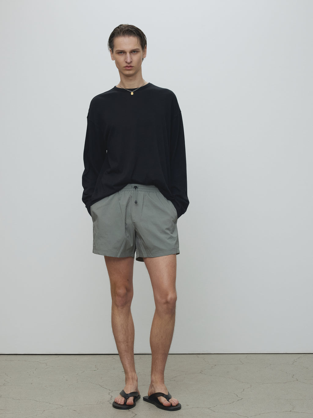 DRAWSTRING TECH SHORTS_ OLIVE GREY