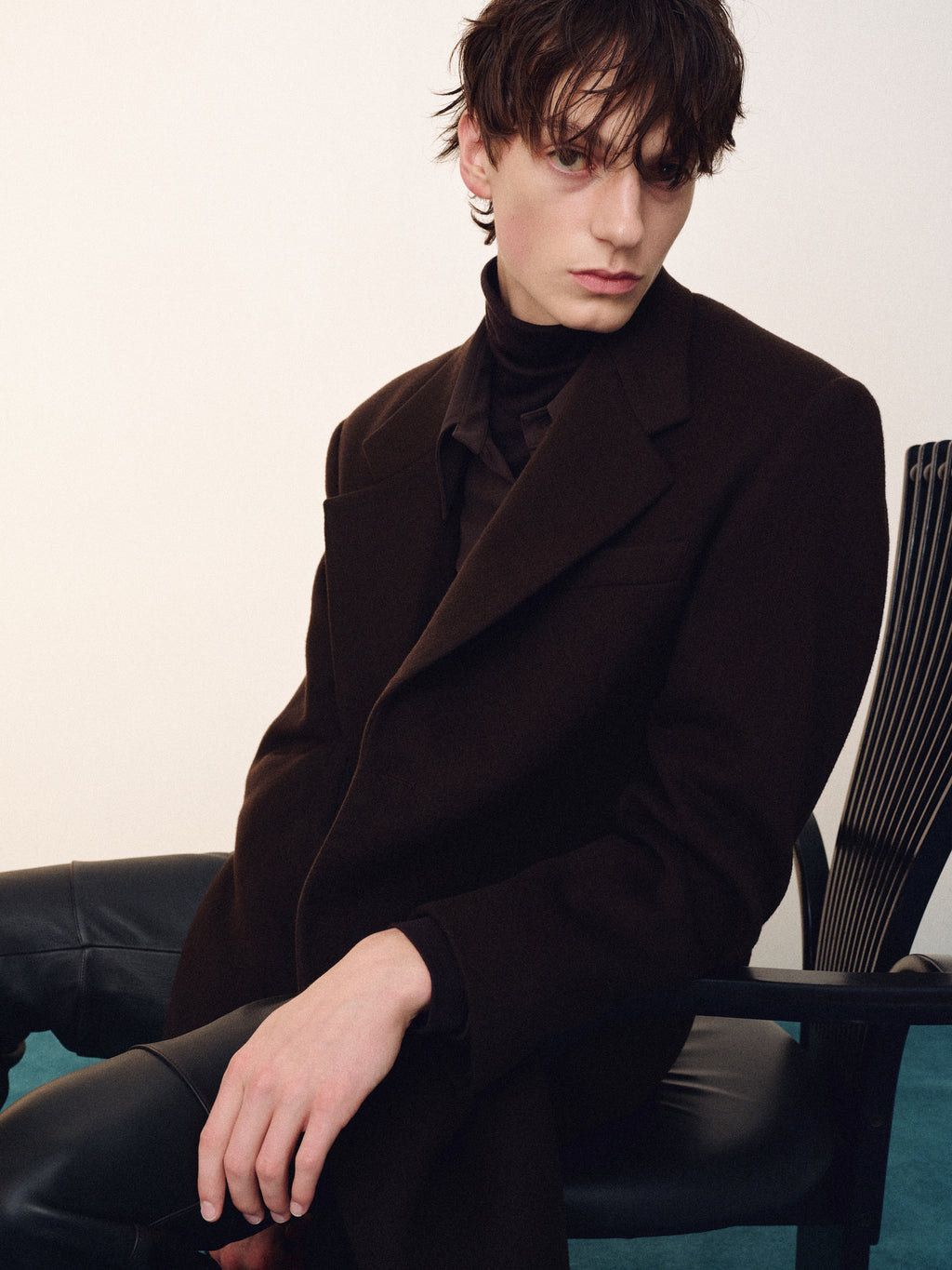 WOOL AND CASHMERE TAILORED COAT_ DEEP BROWN