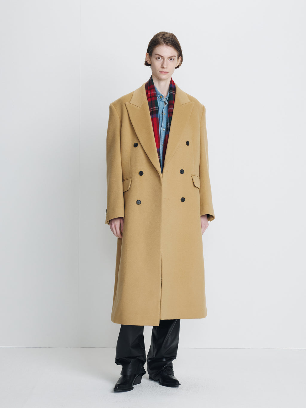 (W) WOOL TAILORED DOUBLE-BREASTED MAXI COAT_ CAMEL