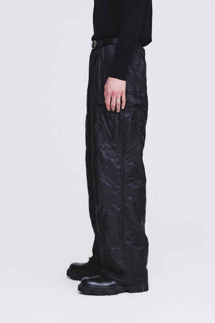 Utility Puffed Quilting Cargo Pants_ Black