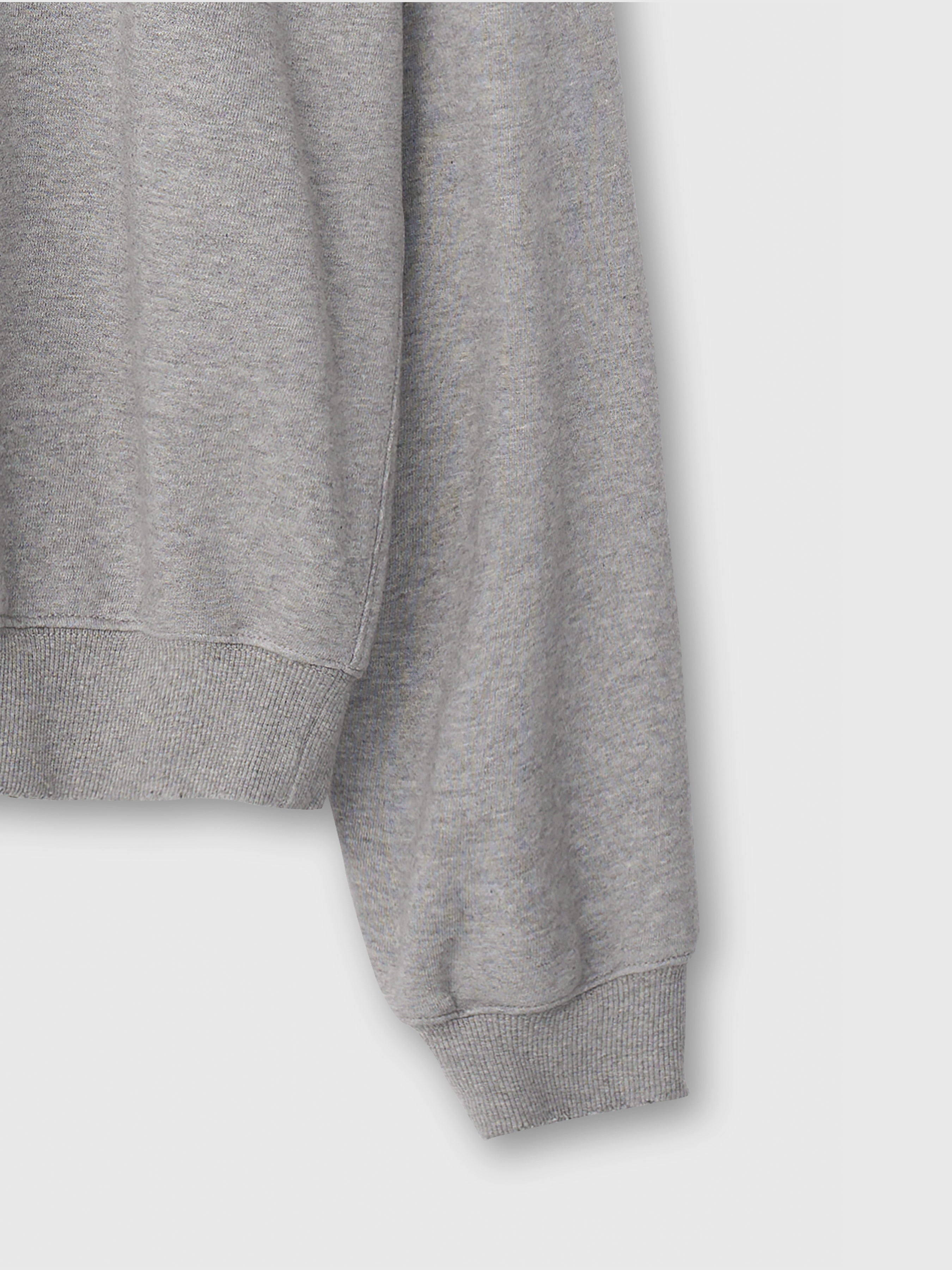 Embroidery Overlap College Sweatshirt_ Heather Grey