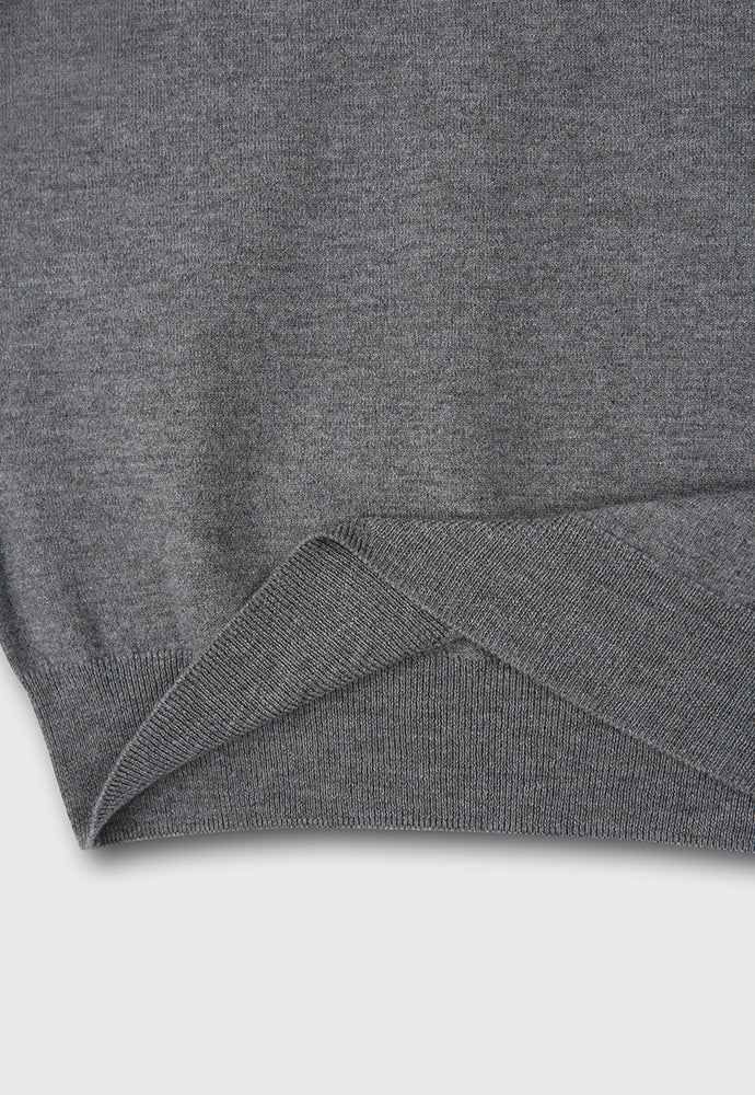 Super Fine Wool Cuffs Button Knit_ Grey