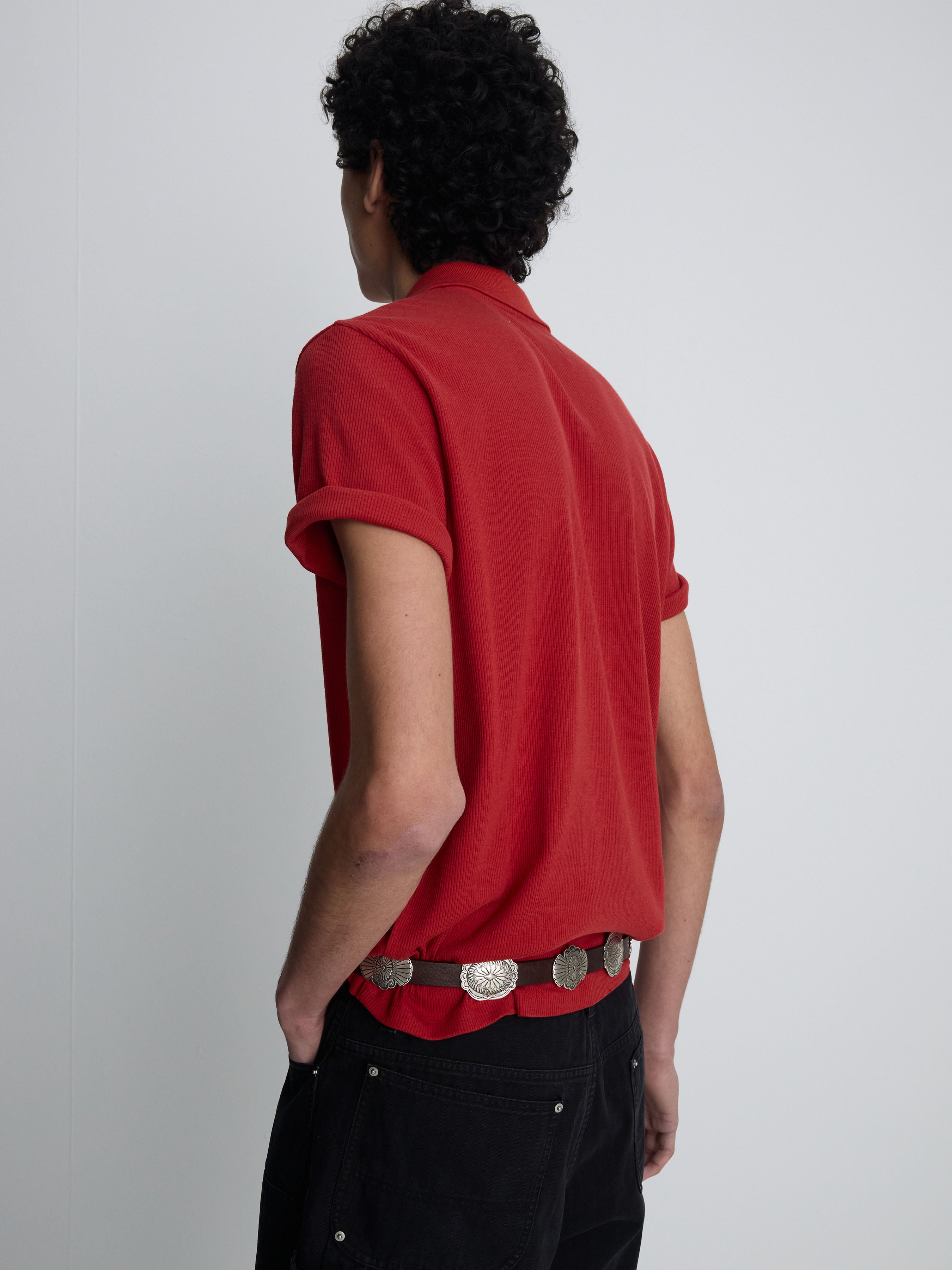 (2026/06/09 Open) SOFT RIBBED POLO SHIRT_ DARK RED